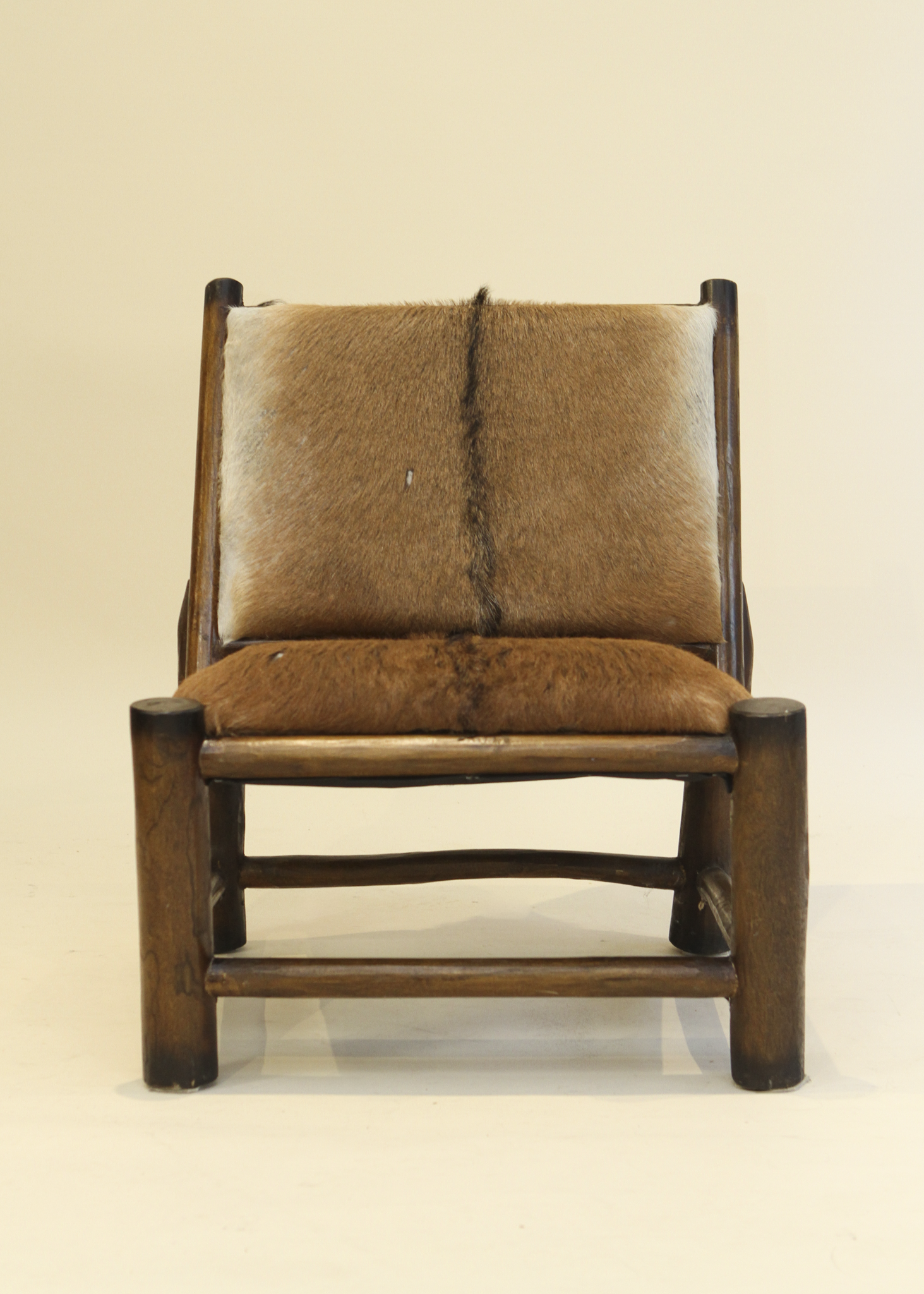 Wood and Goatskin Lounge Chair