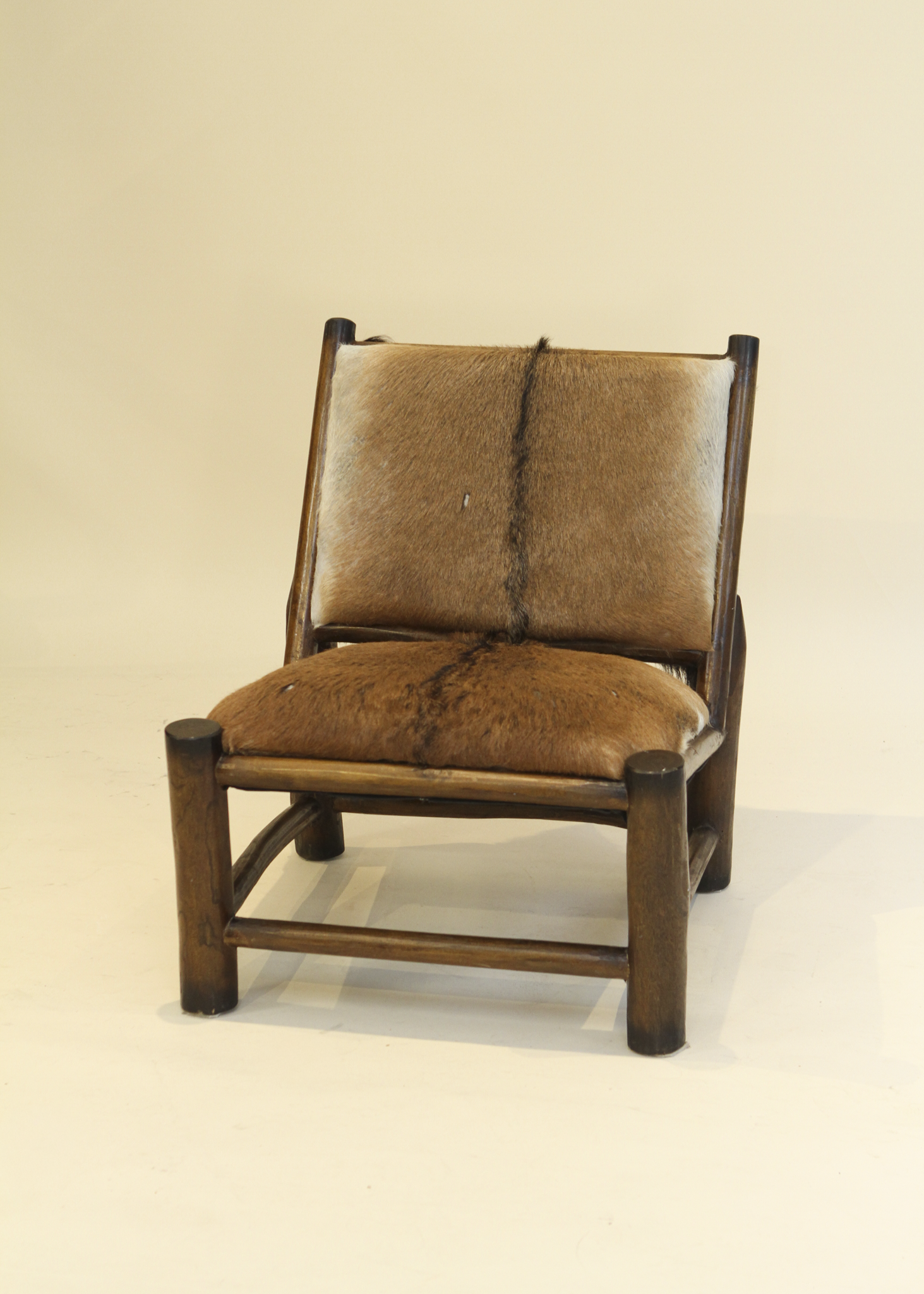 Wood and Goatskin Lounge Chair