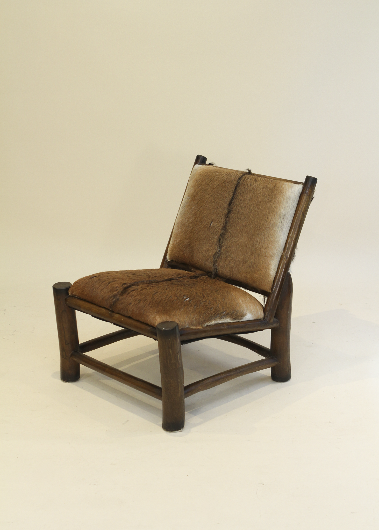 Wood and Goatskin Lounge Chair