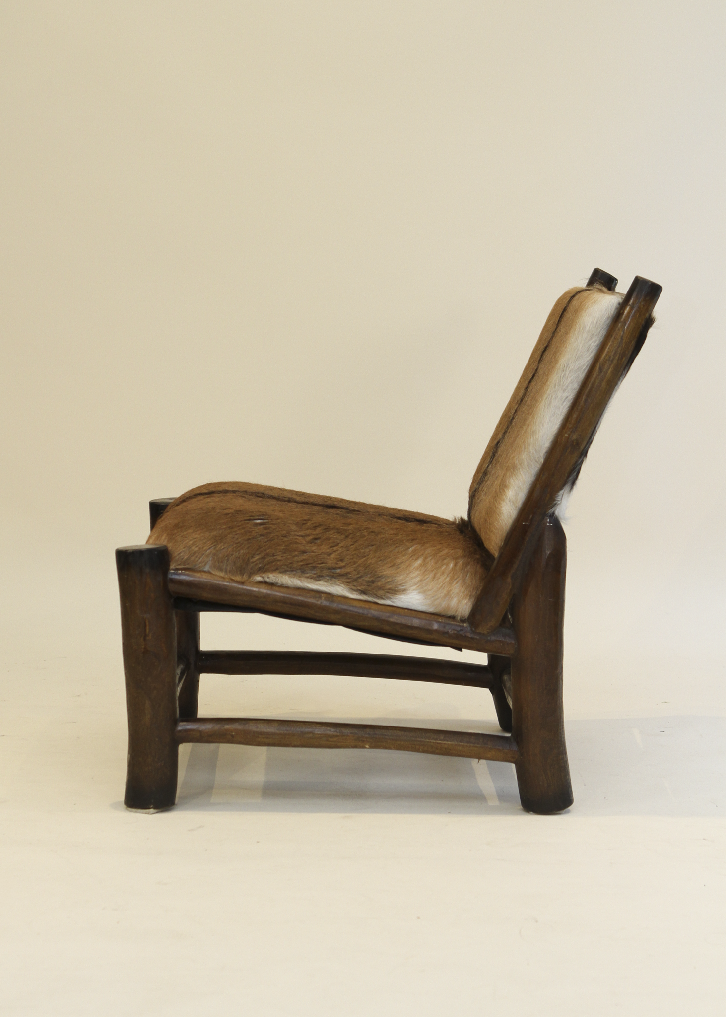 Wood and Goatskin Lounge Chair