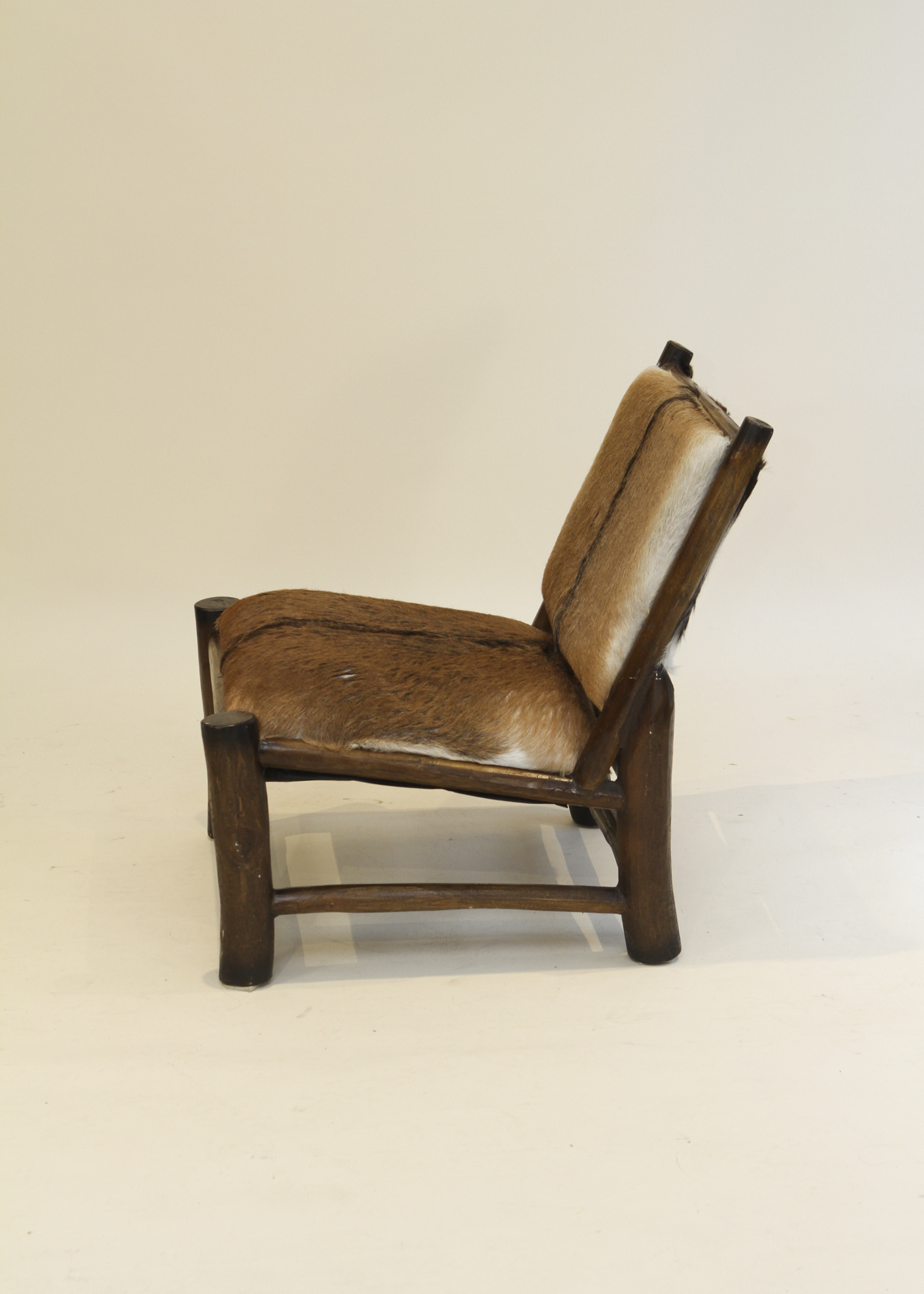 Wood and Goatskin Lounge Chair