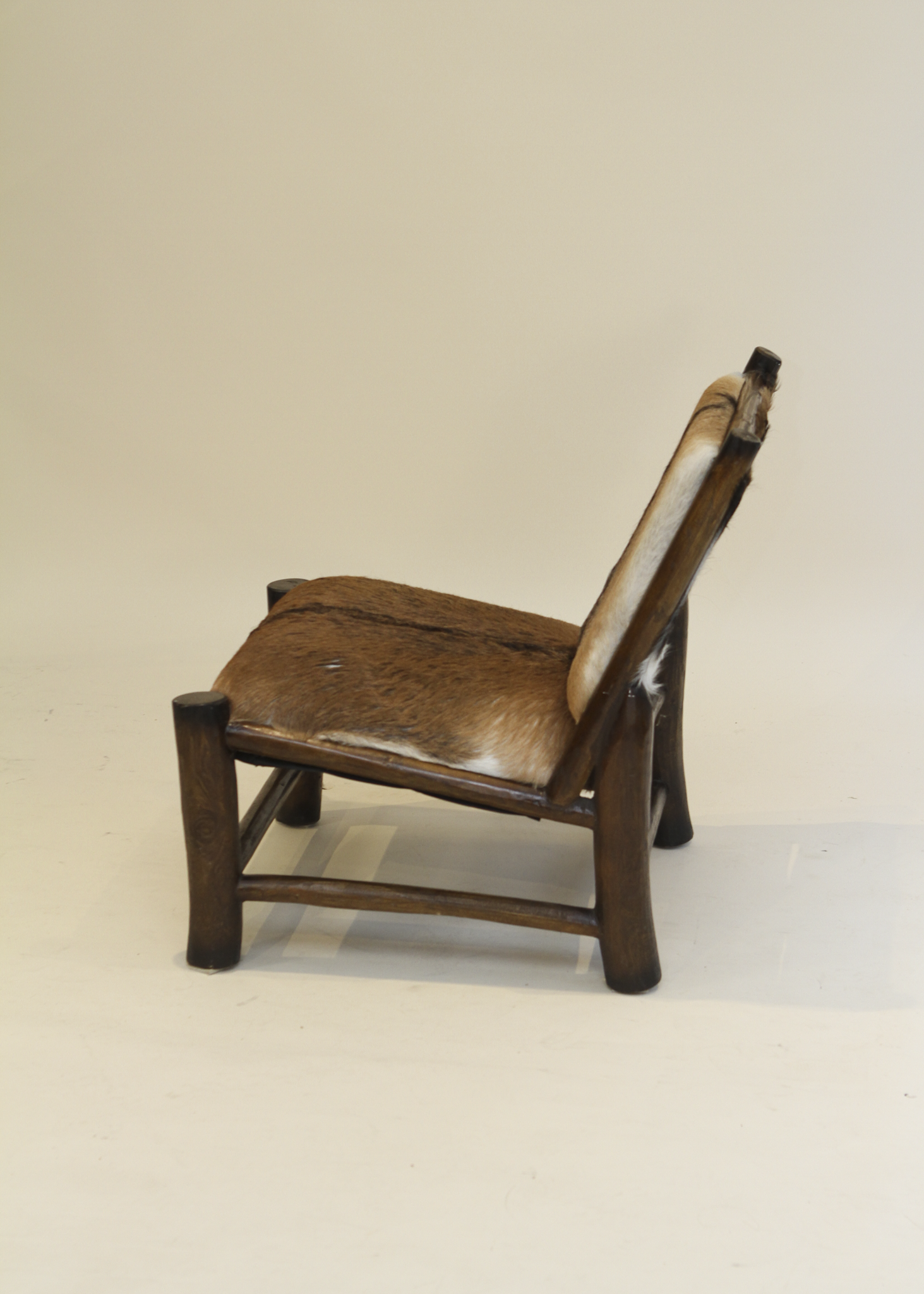 Wood and Goatskin Lounge Chair