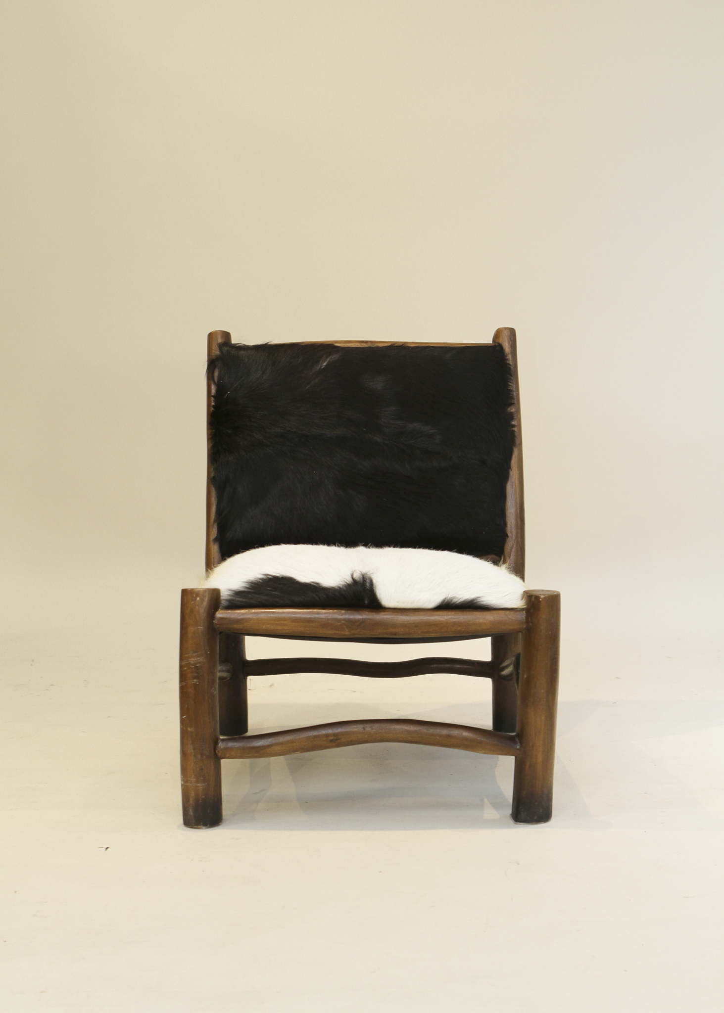 Wood and Goatskin Lounge Chair