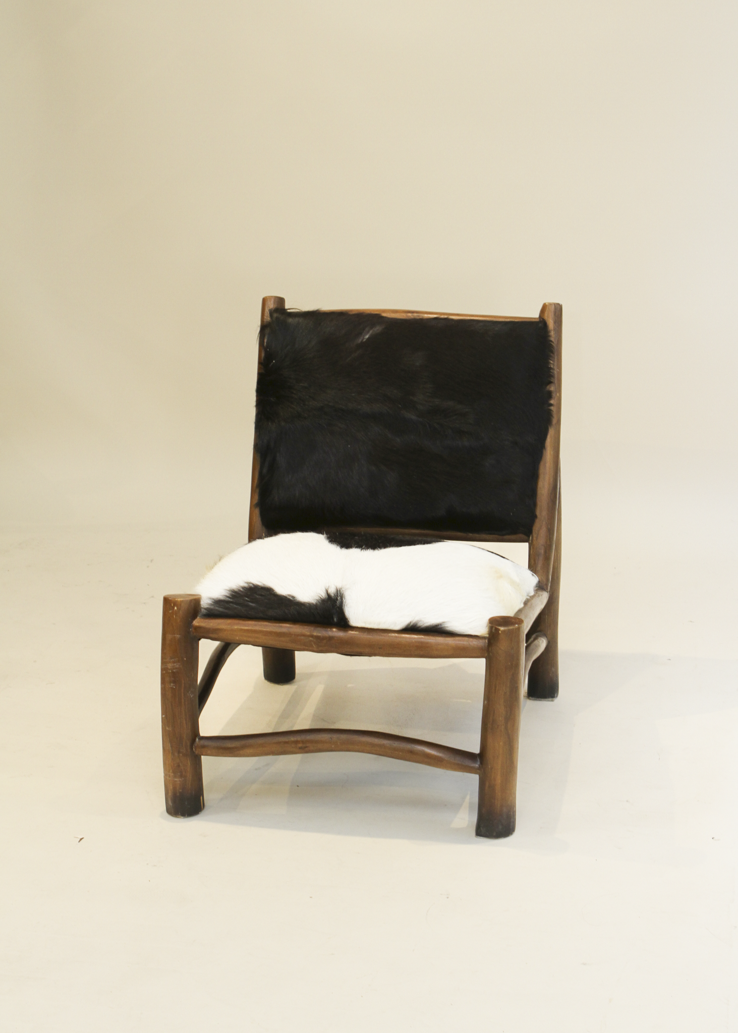 Wood and Goatskin Lounge Chair