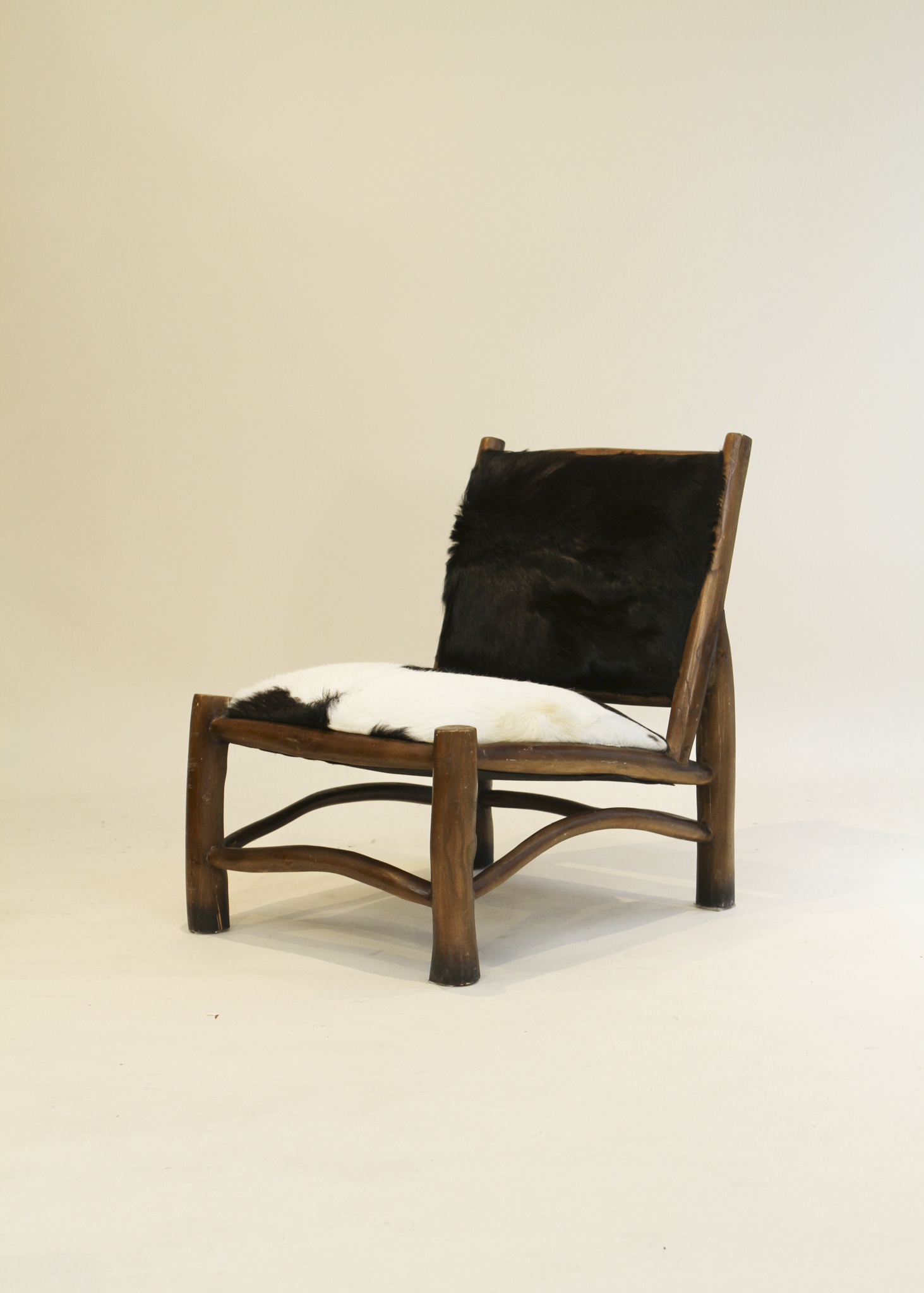 Wood and Goatskin Lounge Chair