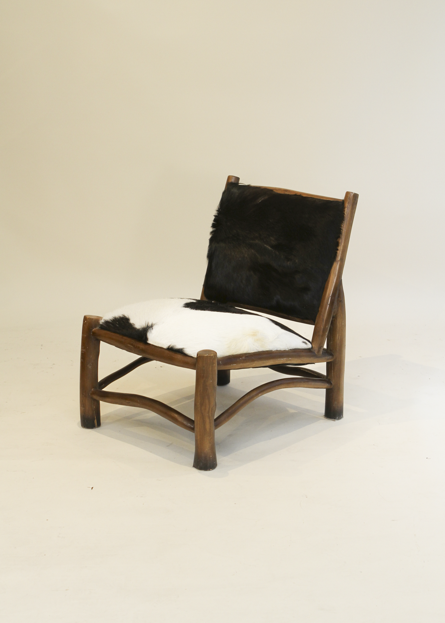 Wood and Goatskin Lounge Chair