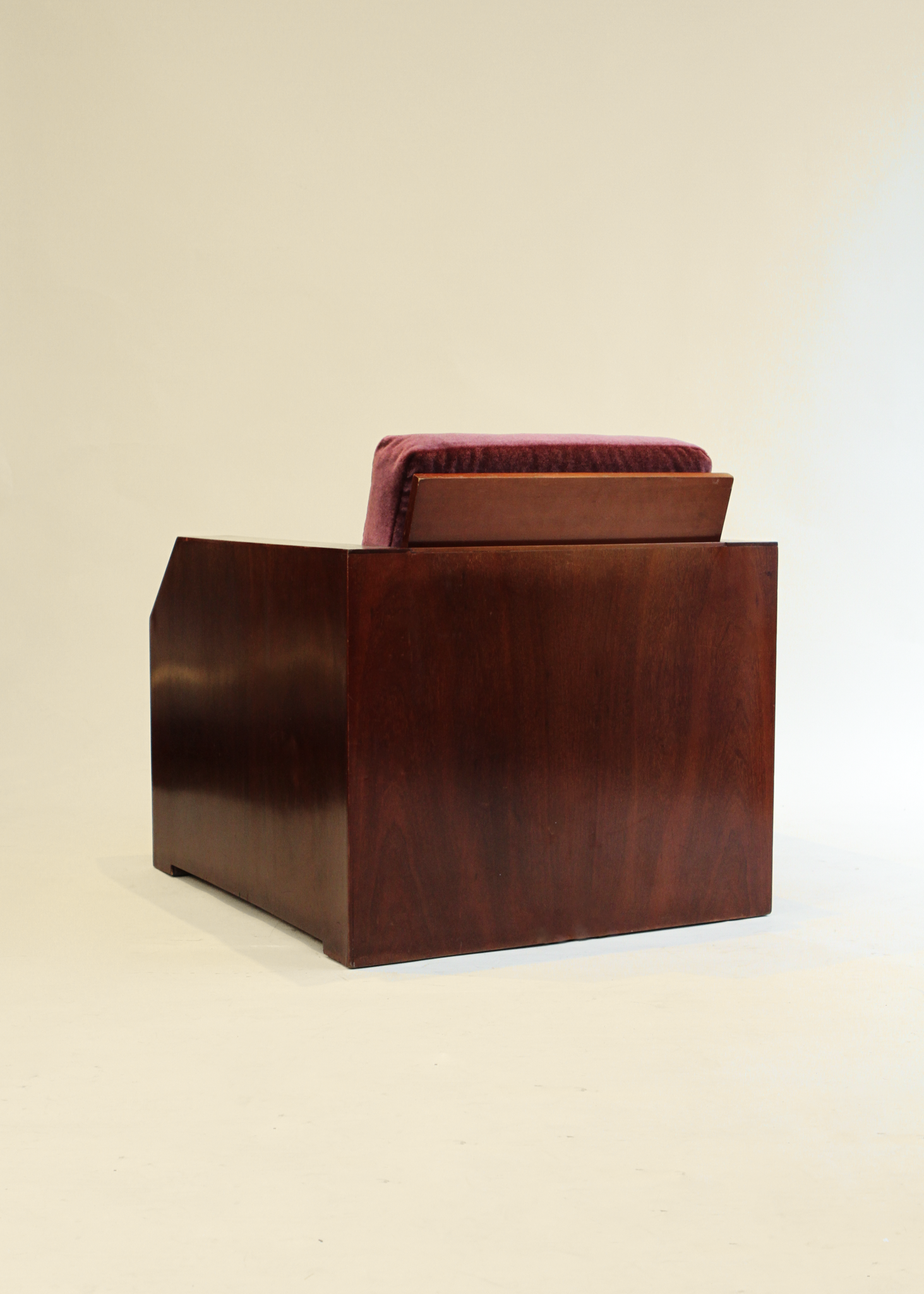 Art Deco Wood and Velvet Club Chair