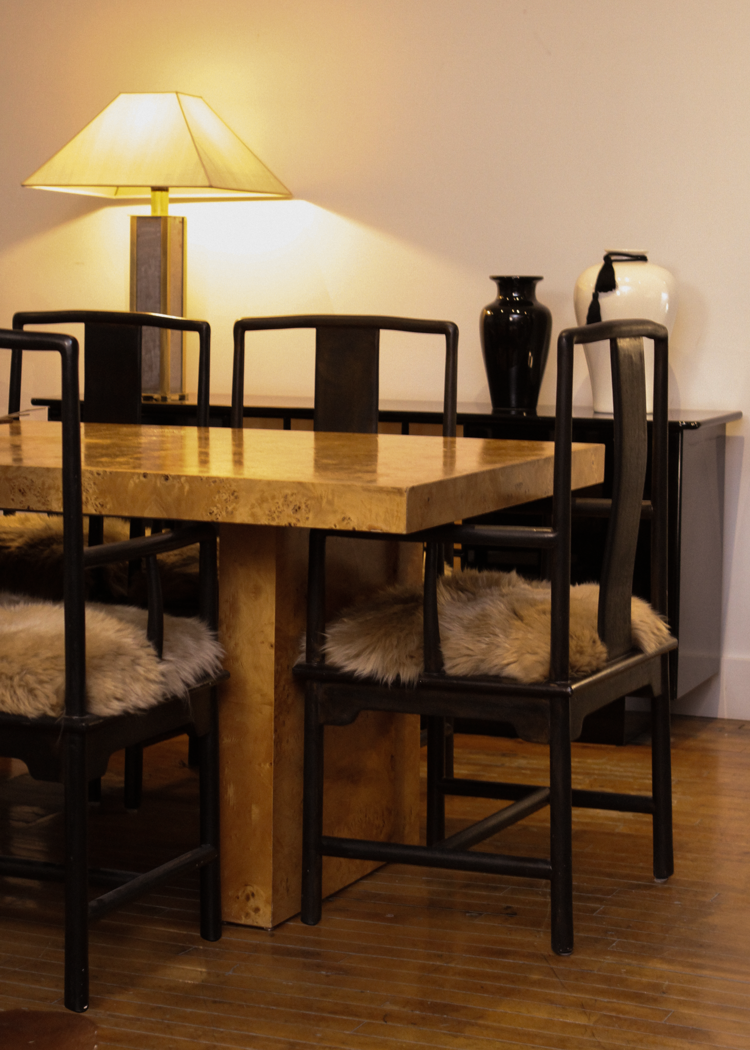 (2) Sheepskin Bentwood Dining Chairs