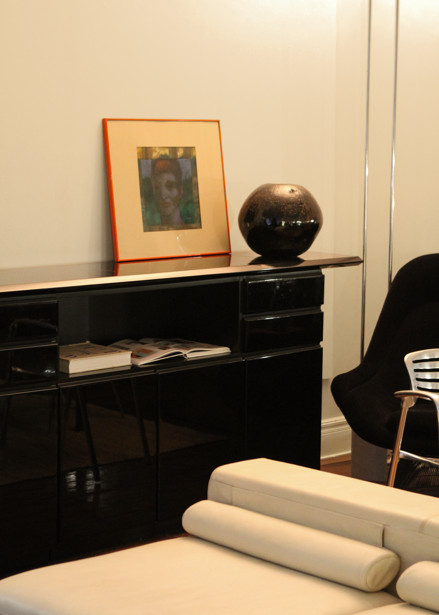 Vintage Black Lacquer Side Board