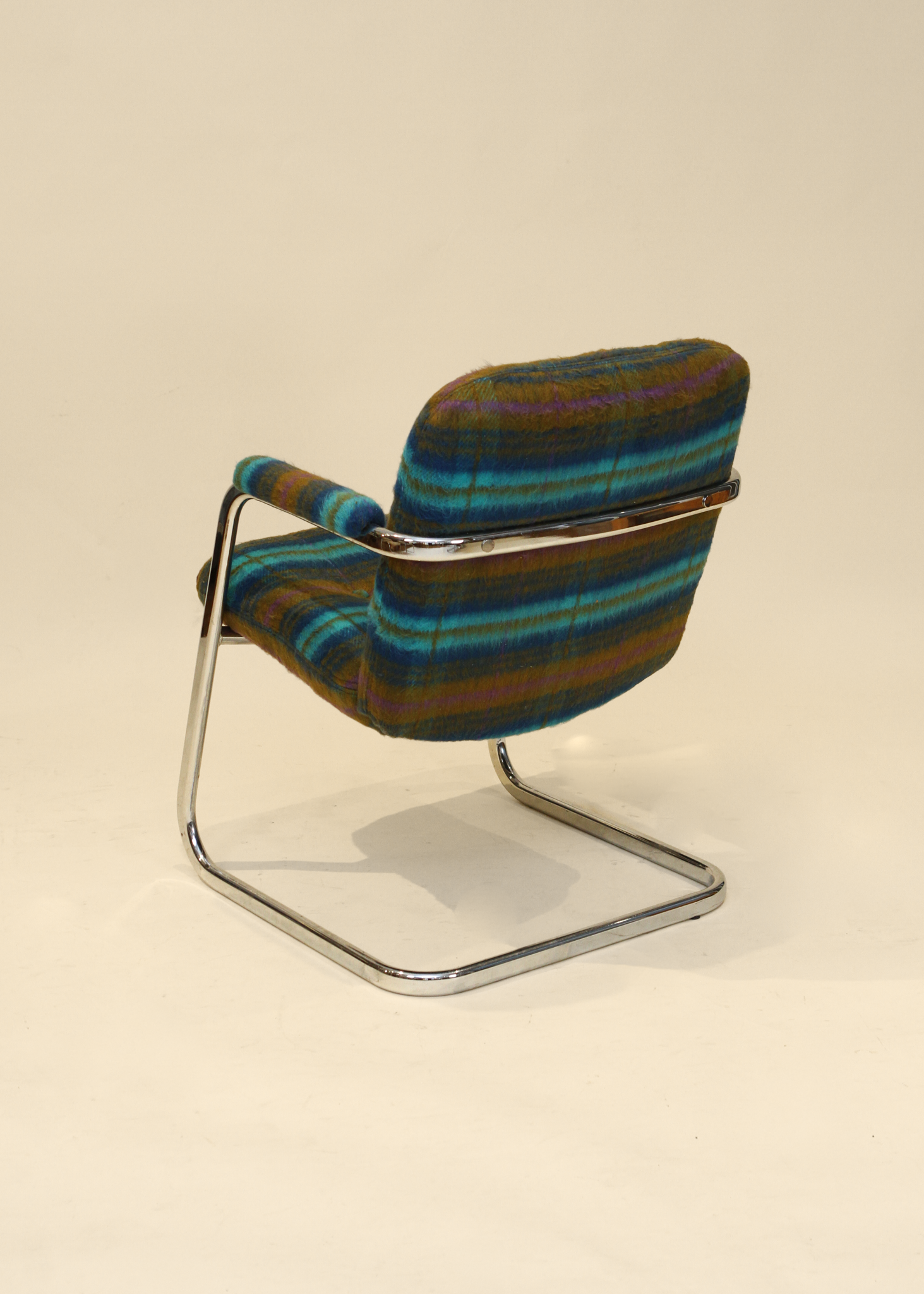 Plaid Wool Cantilever Office Chair