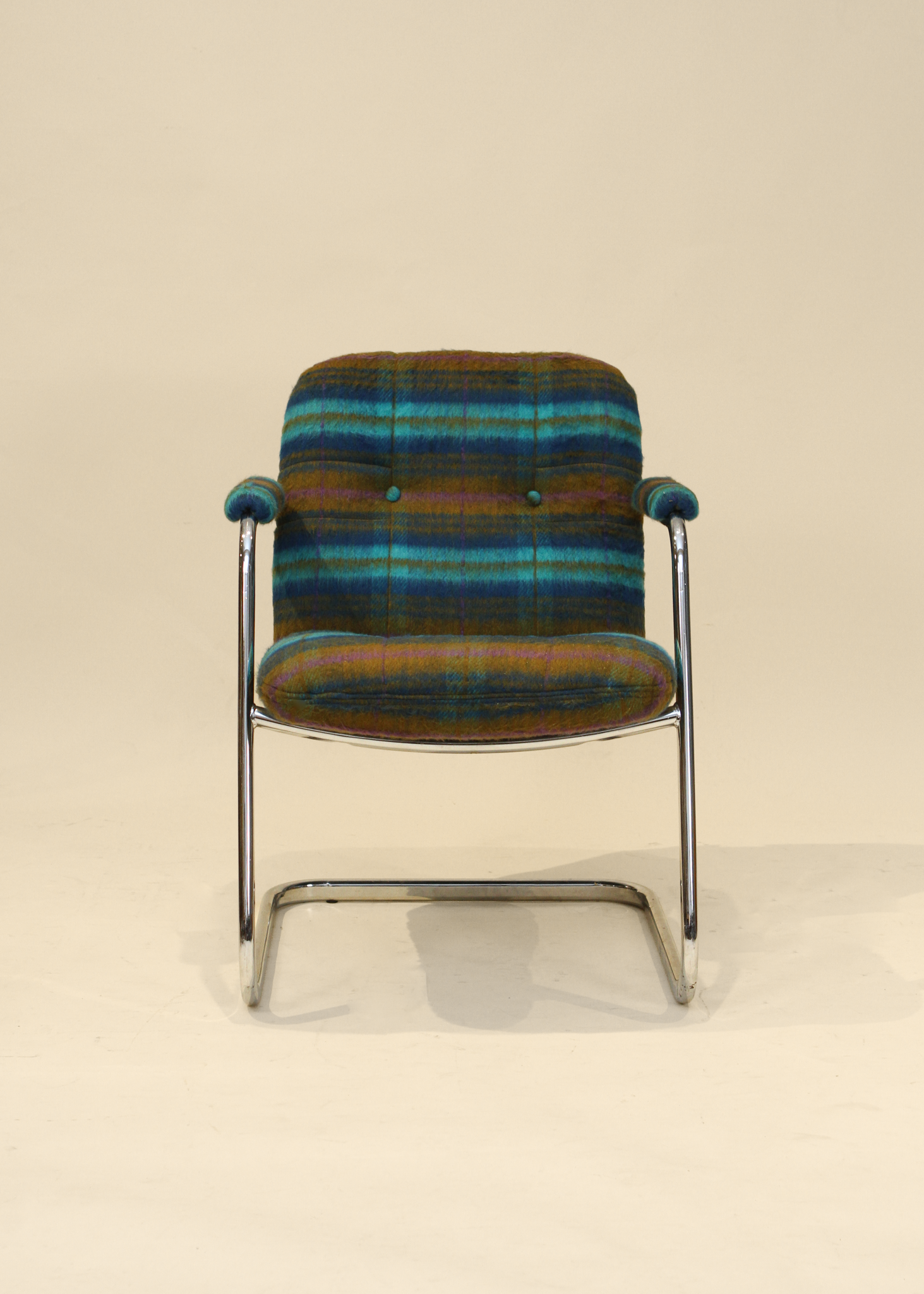 Plaid Wool Cantilever Office Chair