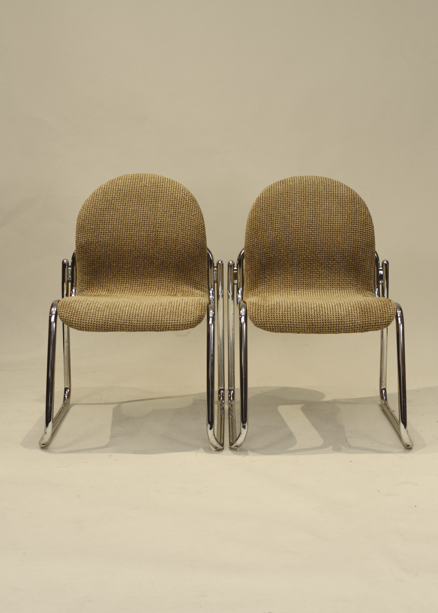 (2) Chrome Upholstered Chairs