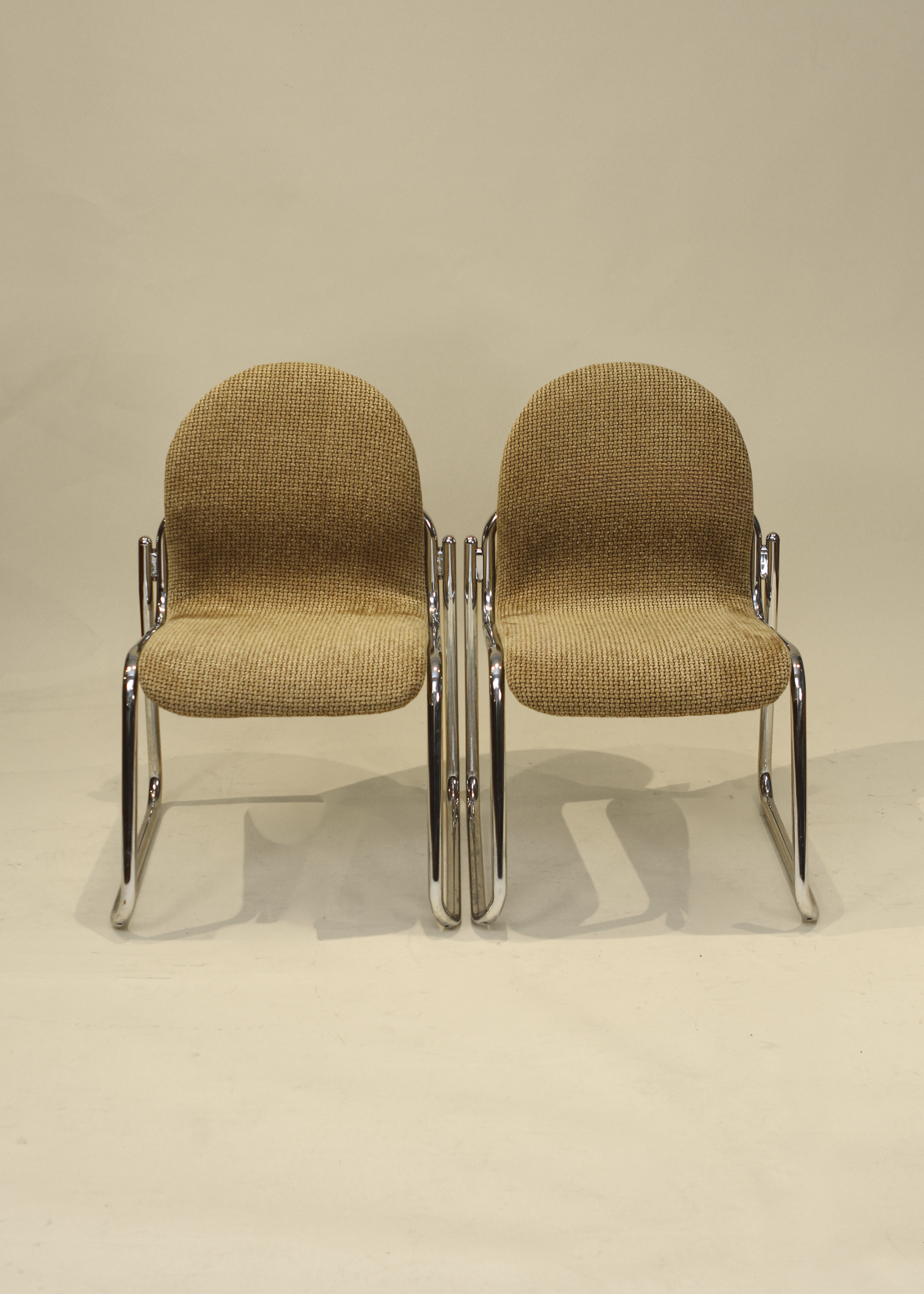 (2) Chrome Upholstered Chairs
