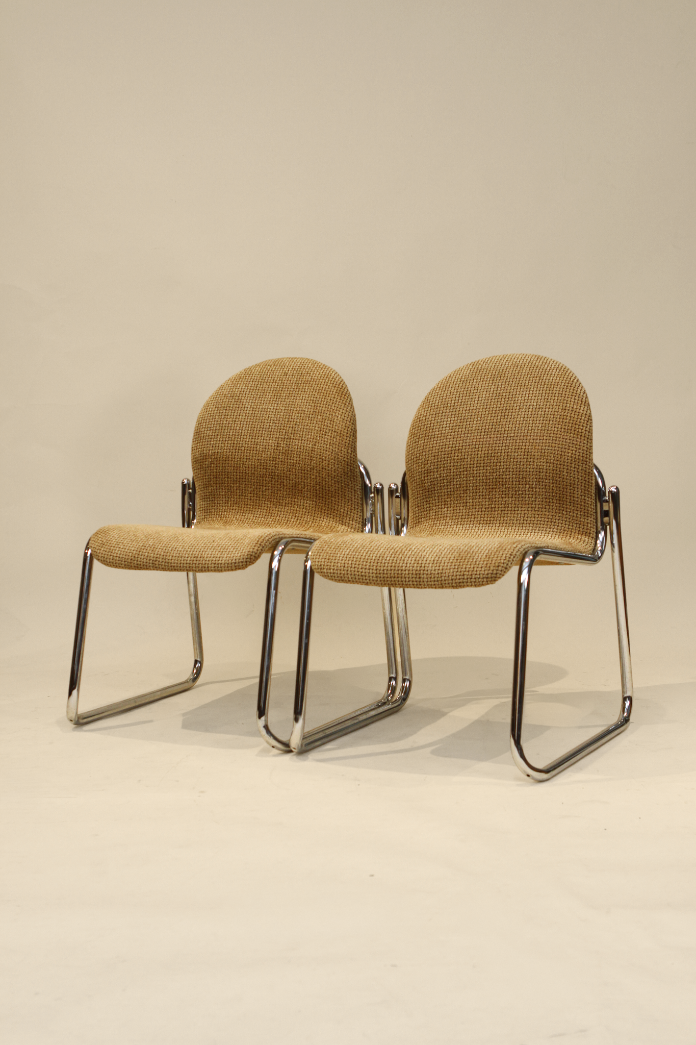(2) Chrome Upholstered Chairs