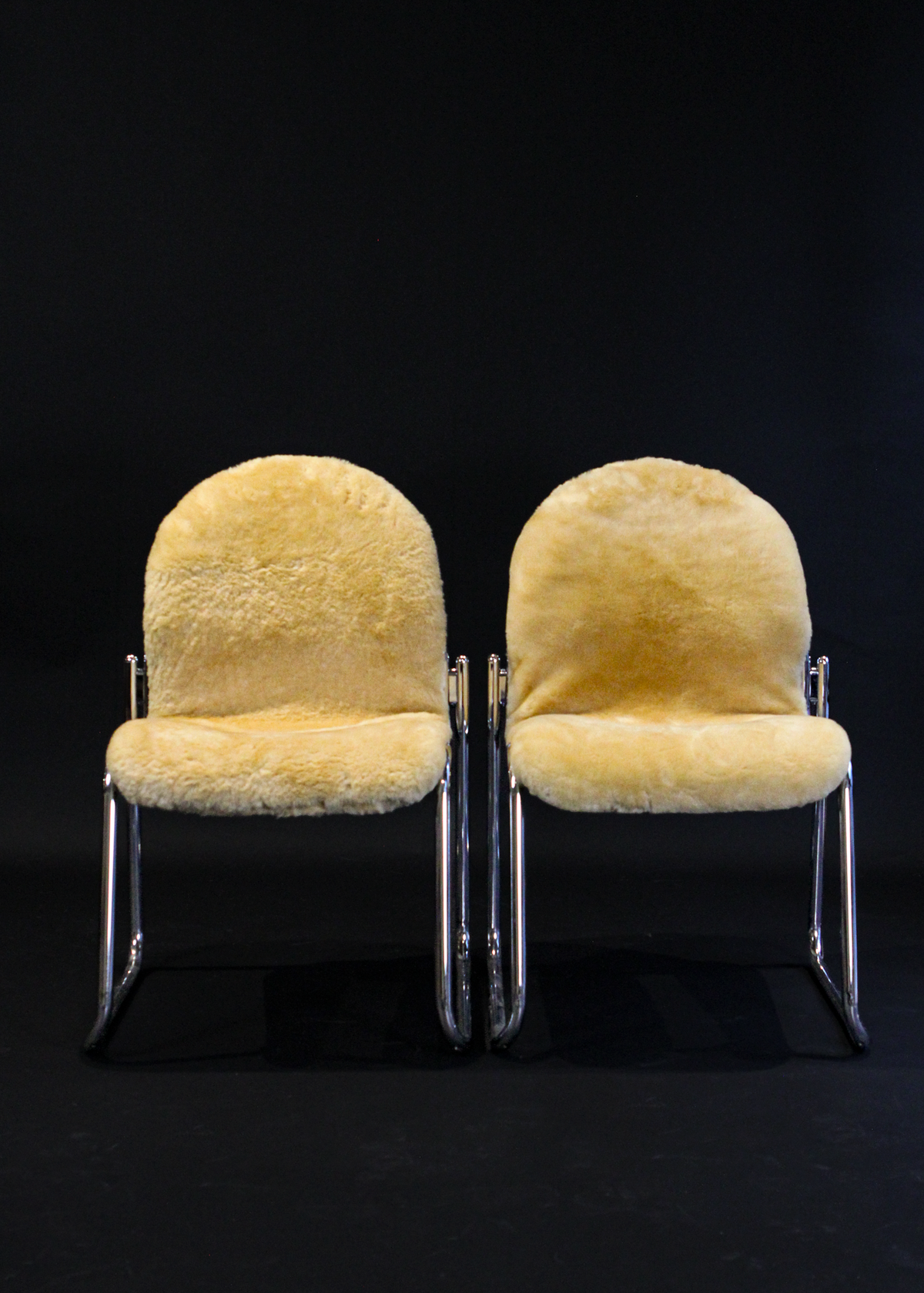 Chrome and Sheepskin Accent Chair