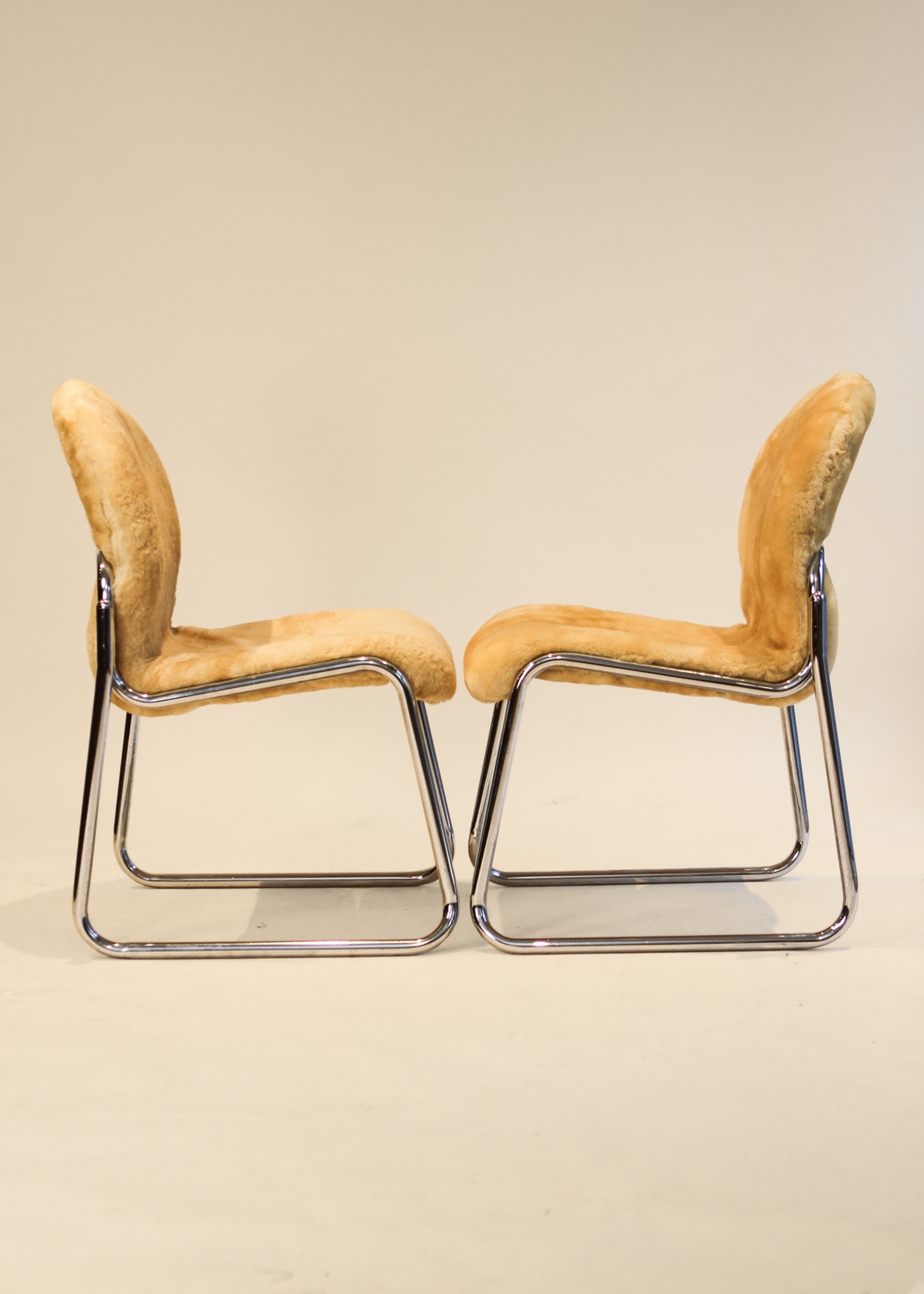 Chrome and Sheepskin Accent Chair