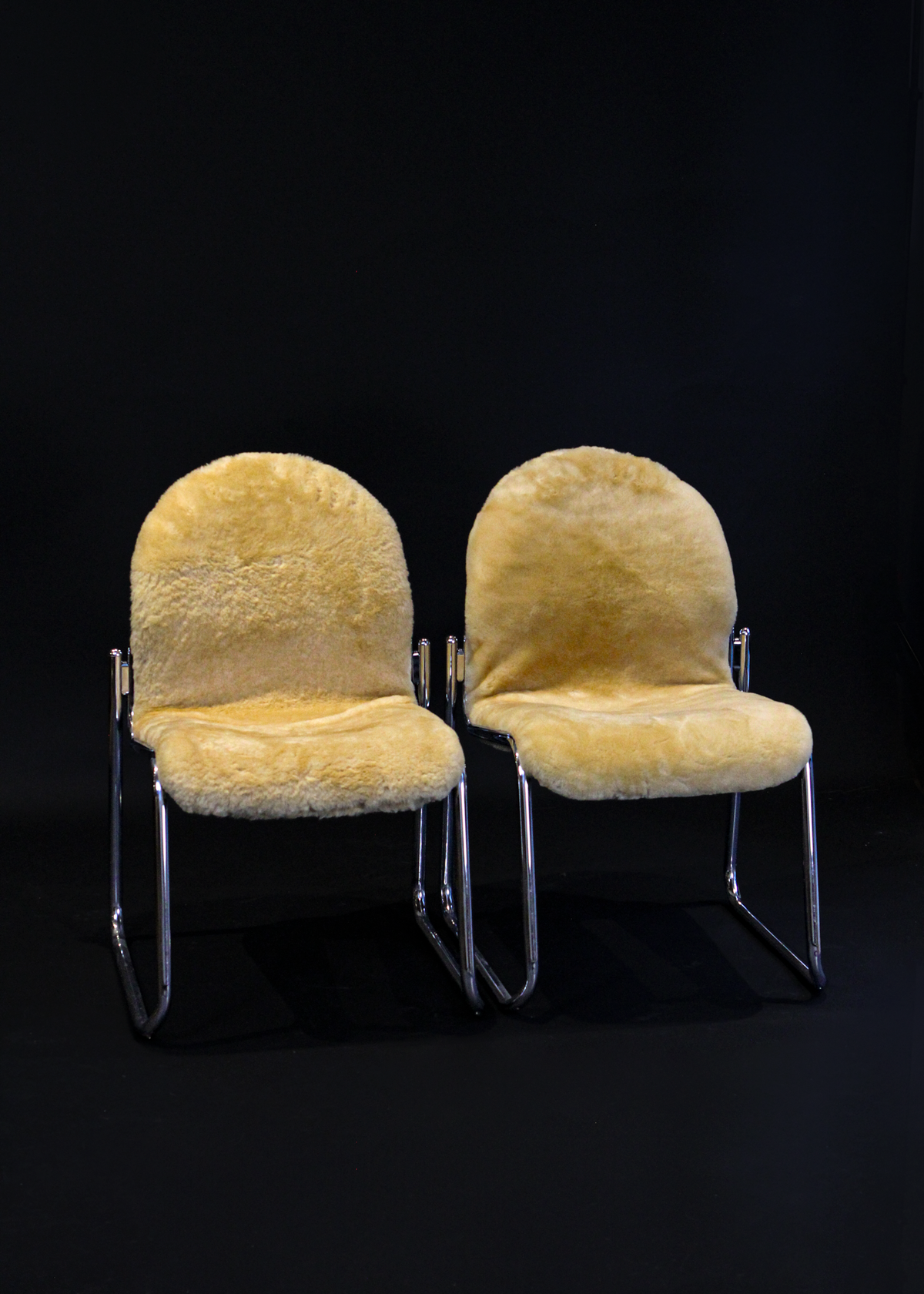 Chrome and Sheepskin Accent Chair