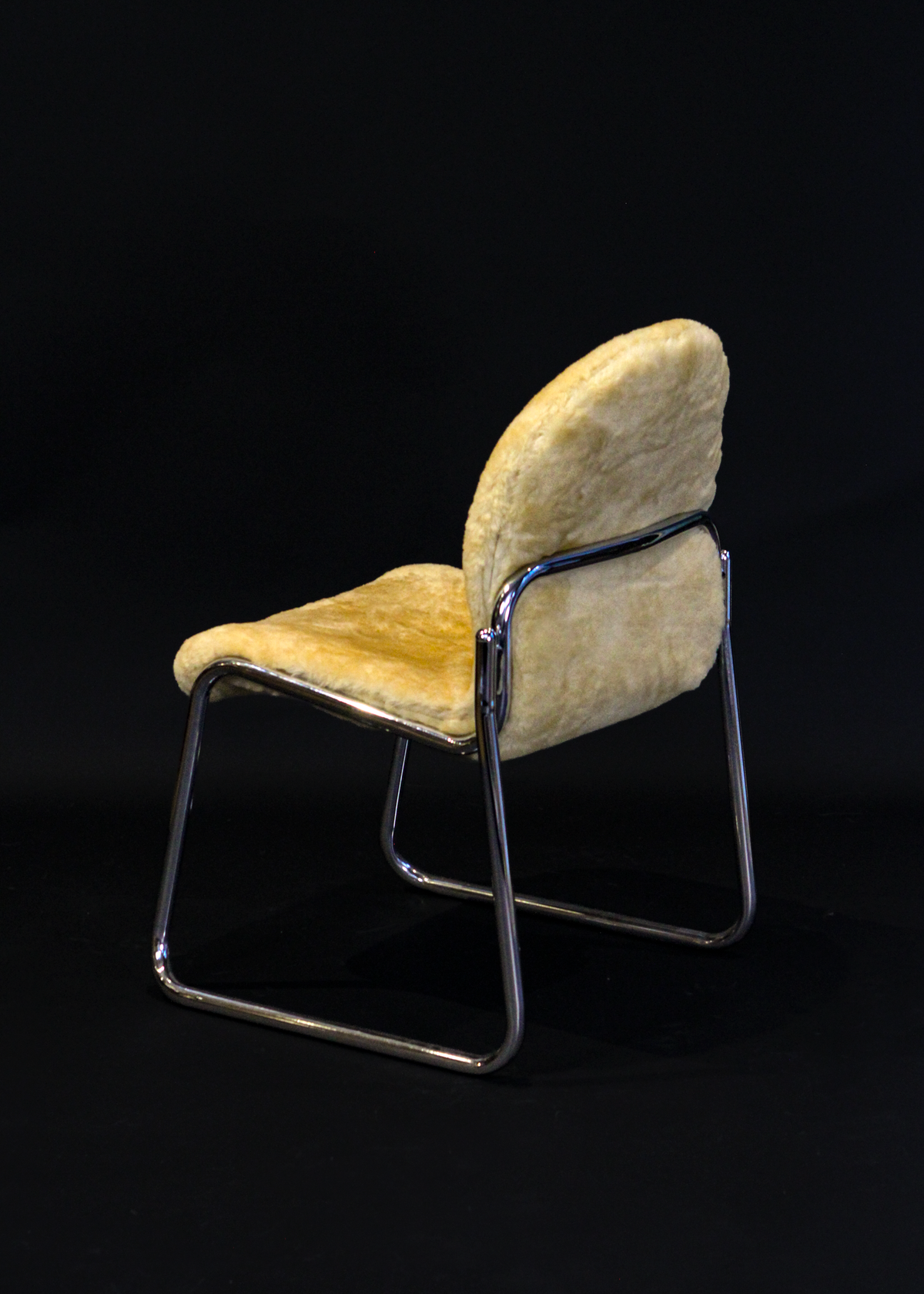 Chrome and Sheepskin Accent Chair