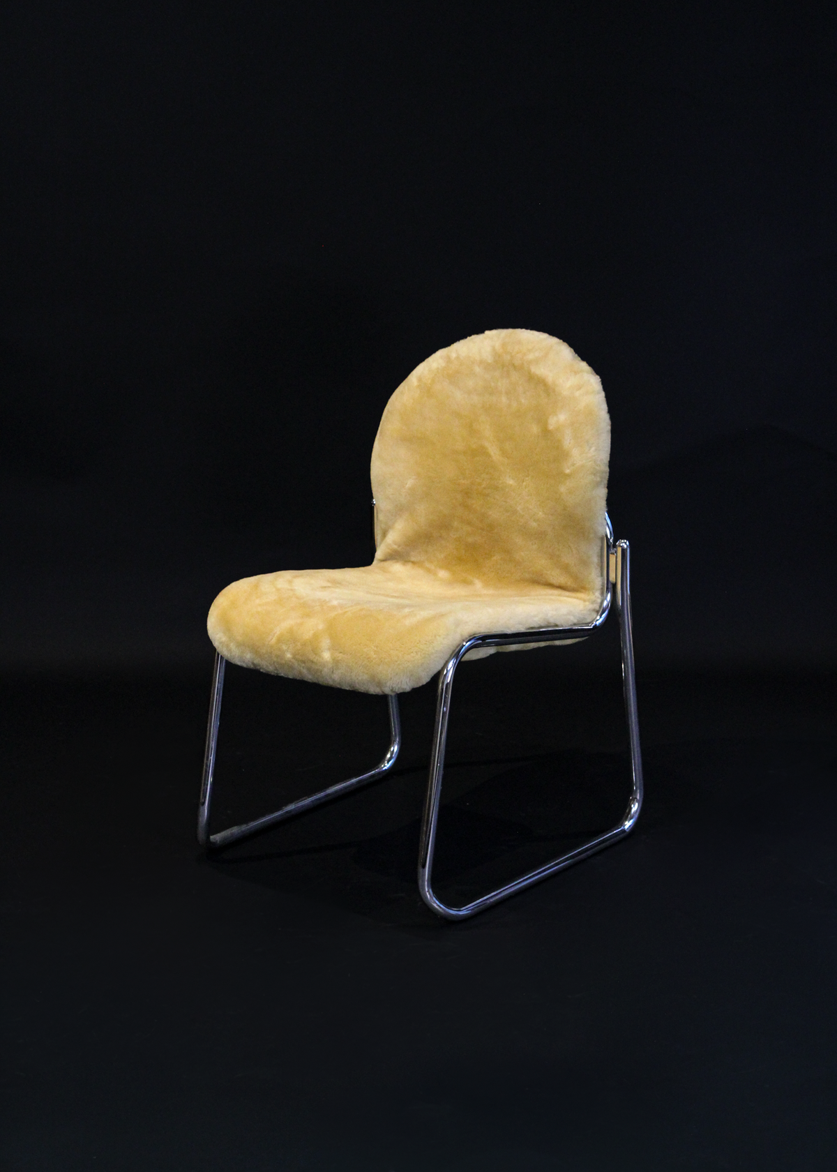 Chrome and Sheepskin Accent Chair