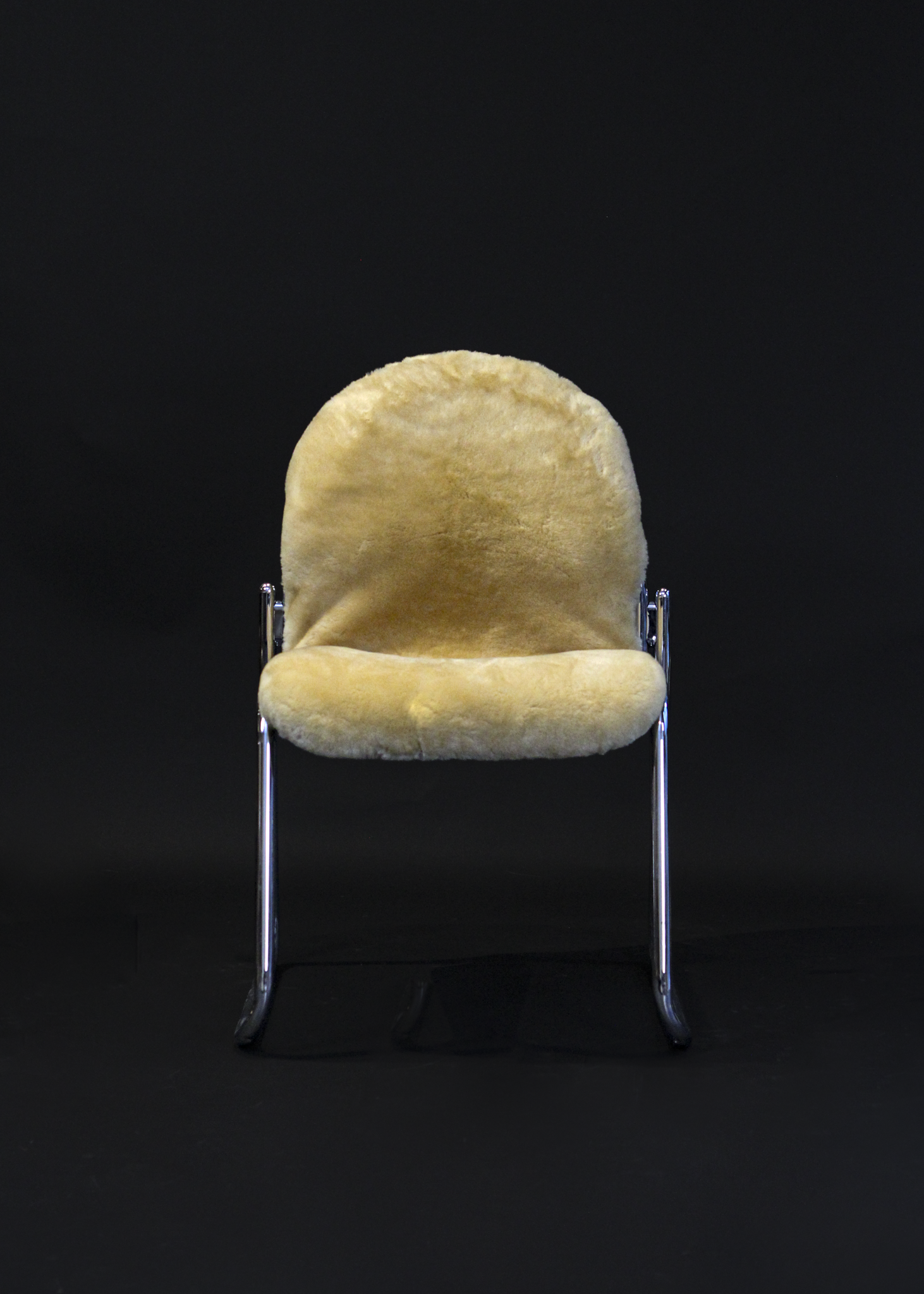 Chrome and Sheepskin Accent Chair