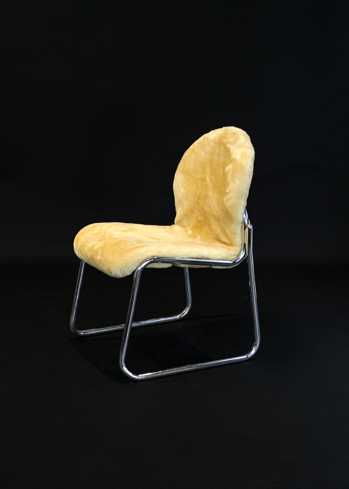 Chrome and Sheepskin Accent Chair