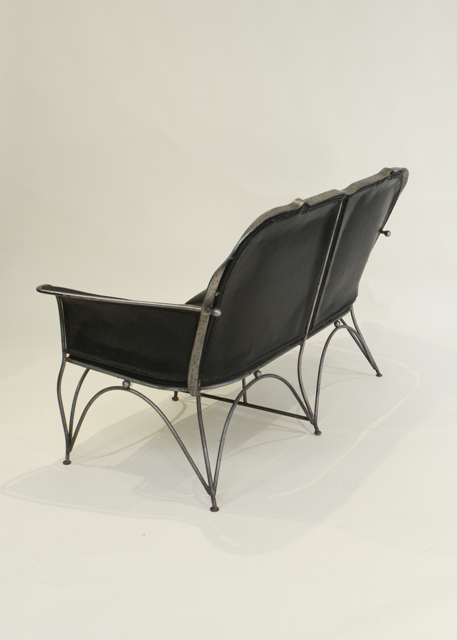 Iron and Leather Loveseat