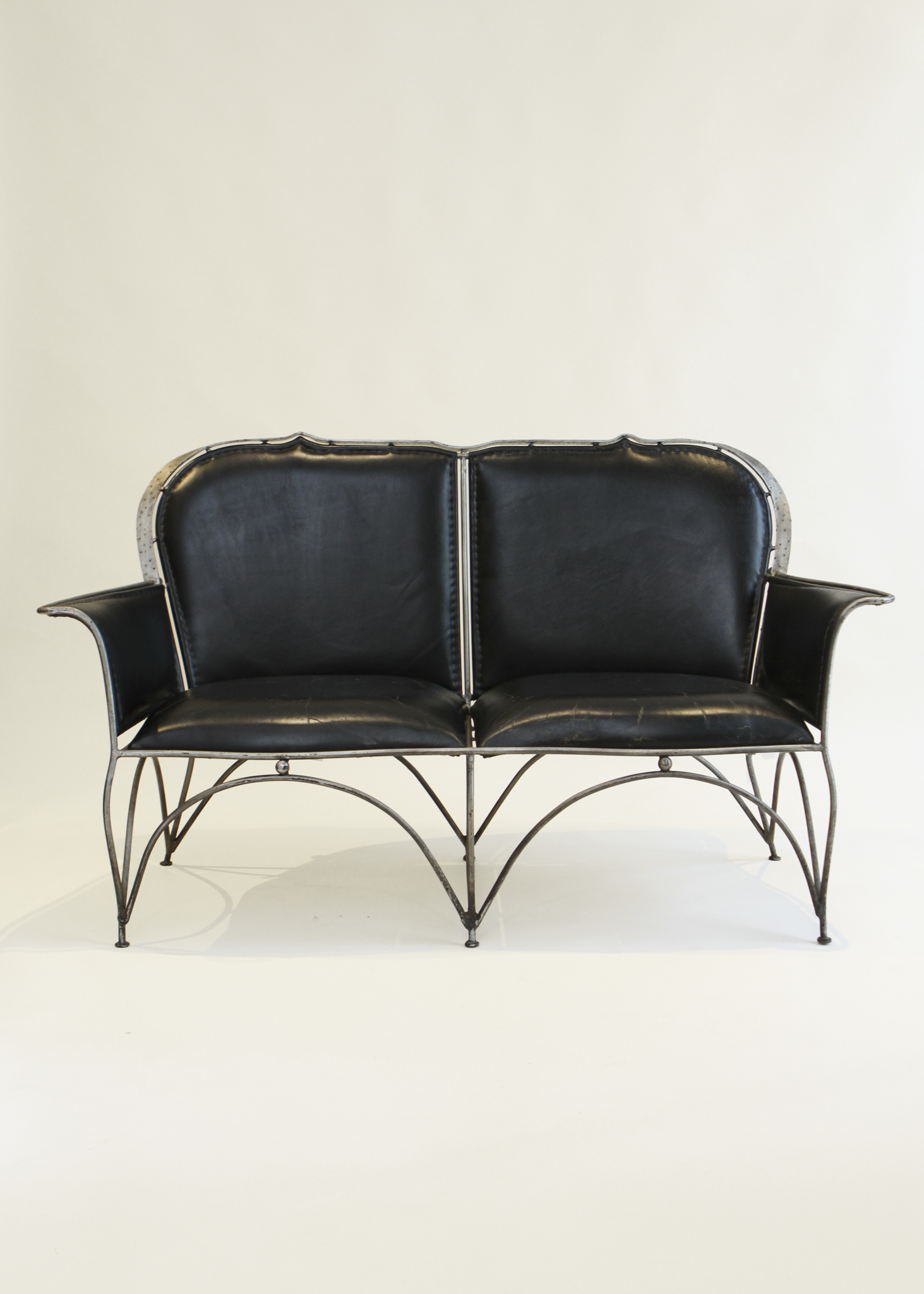 Iron and Leather Loveseat