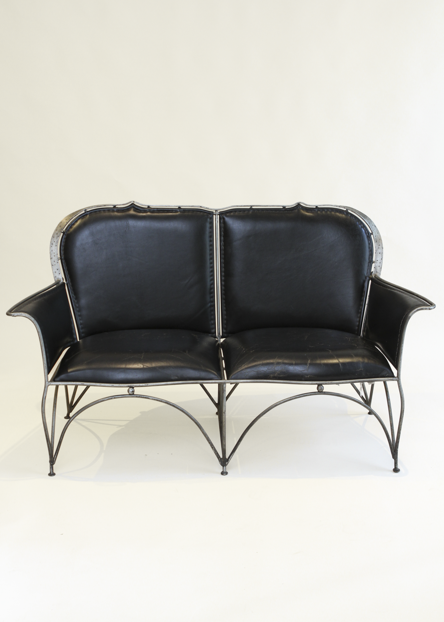 Iron and Leather Loveseat