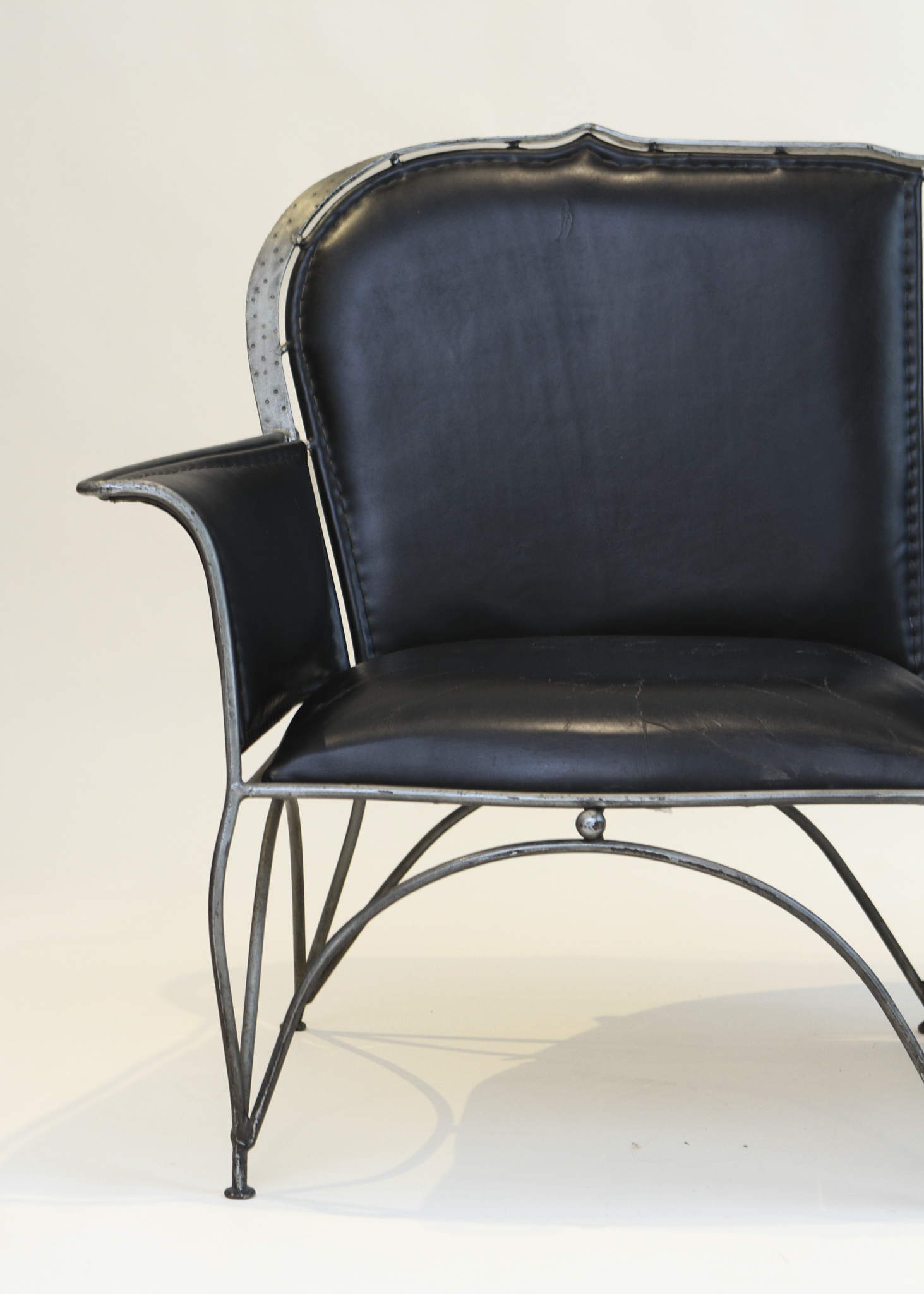 Iron and Leather Loveseat