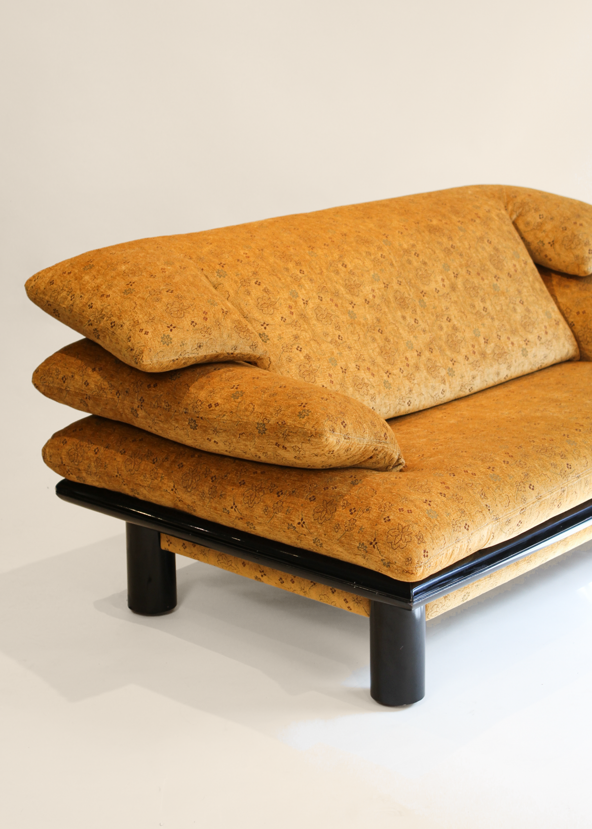 Black Lacquer Floral Sofa