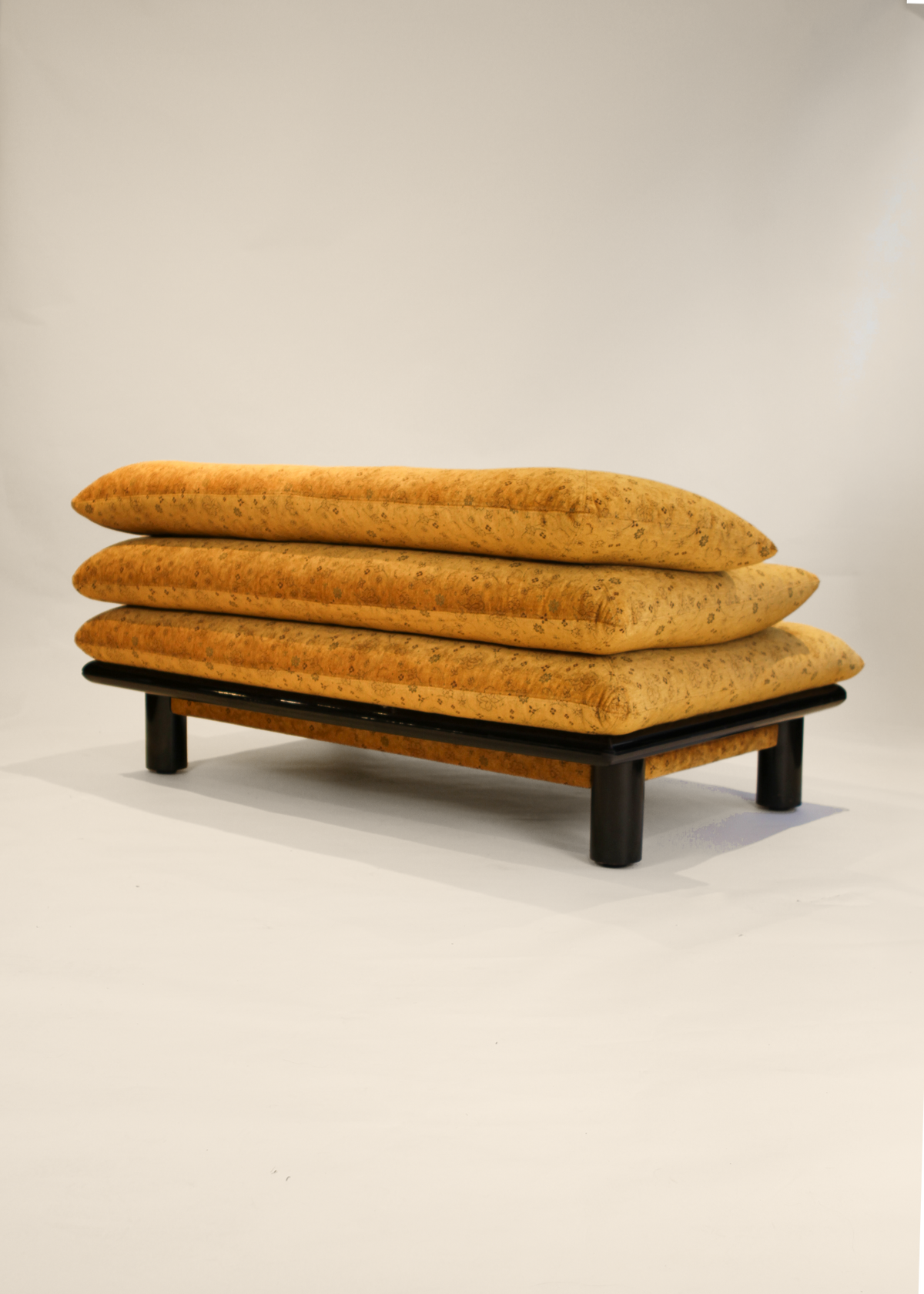 Black Lacquer Floral Sofa