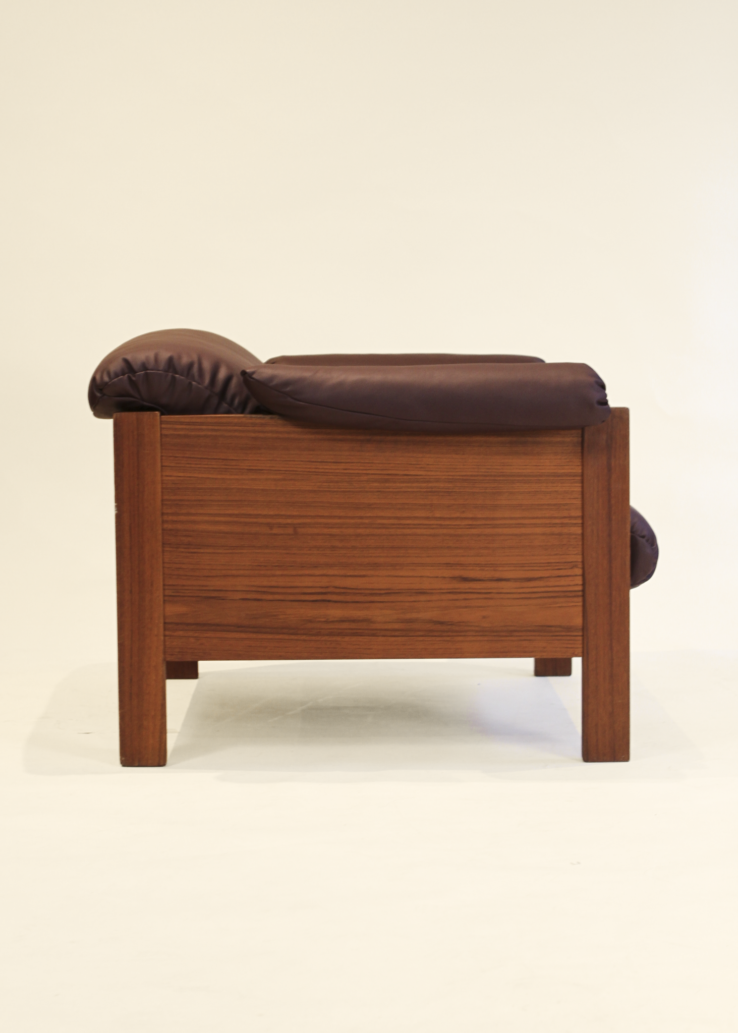 Burgundy Leather Teak Armchair