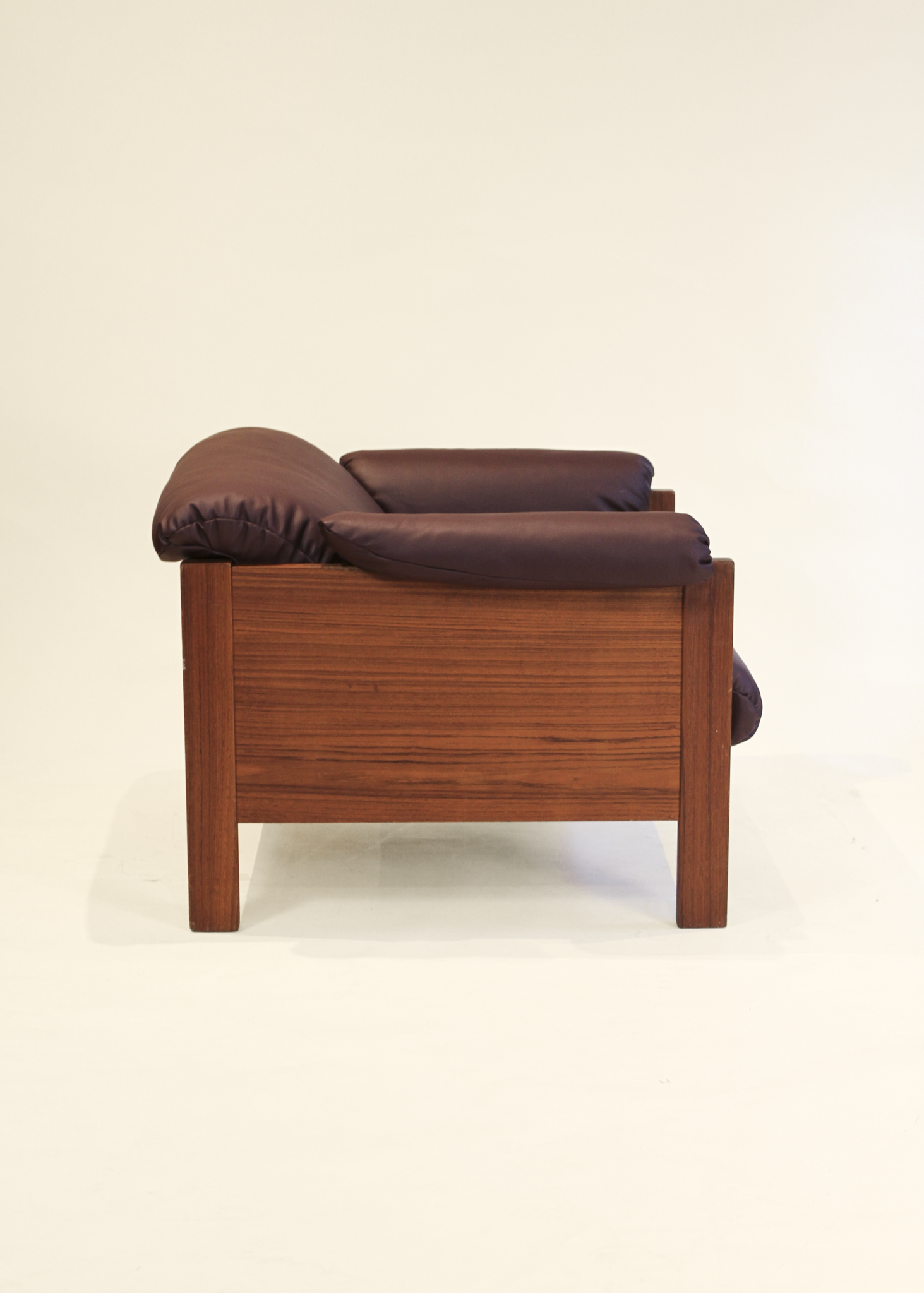Burgundy Leather Teak Armchair
