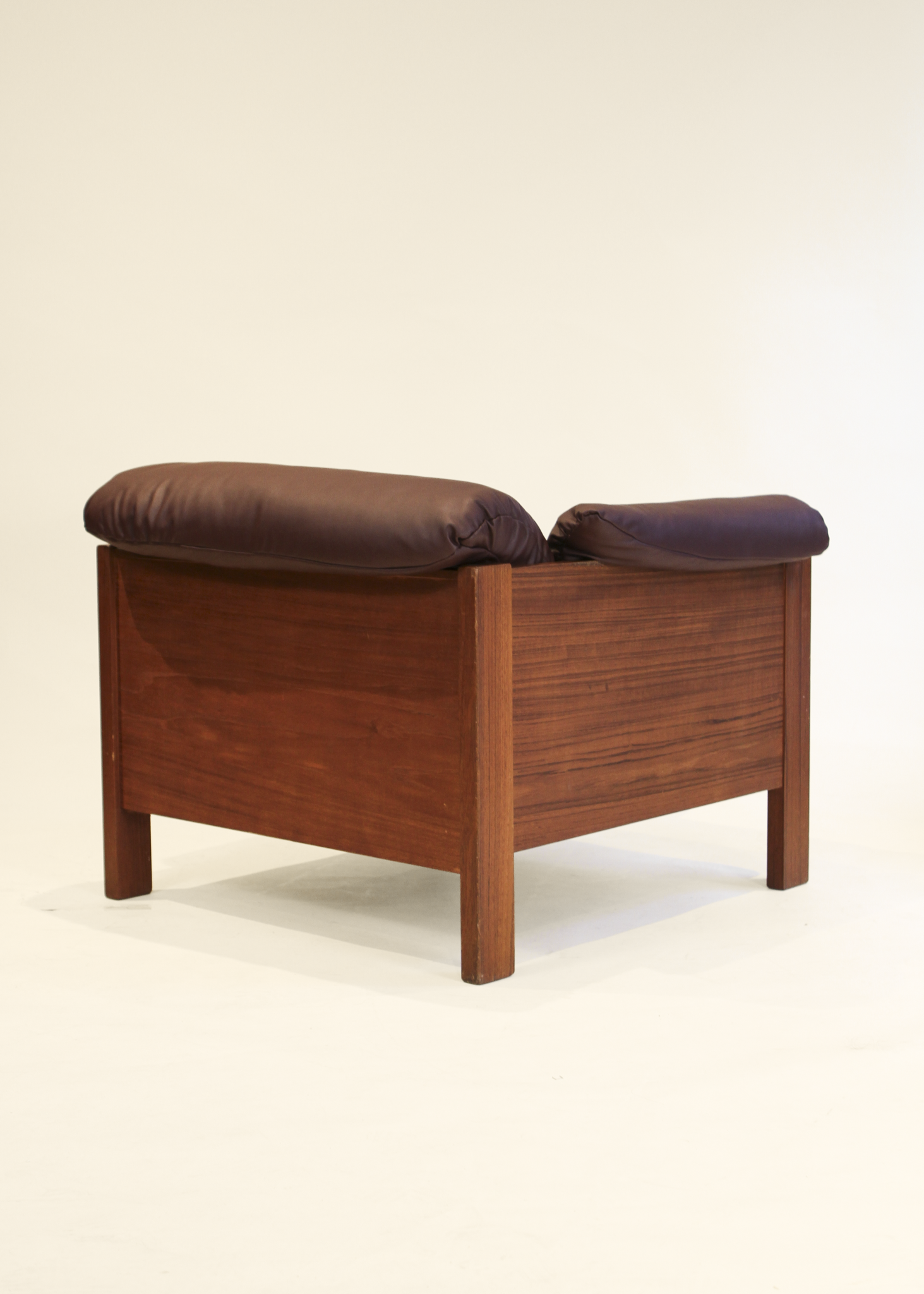Burgundy Leather Teak Armchair