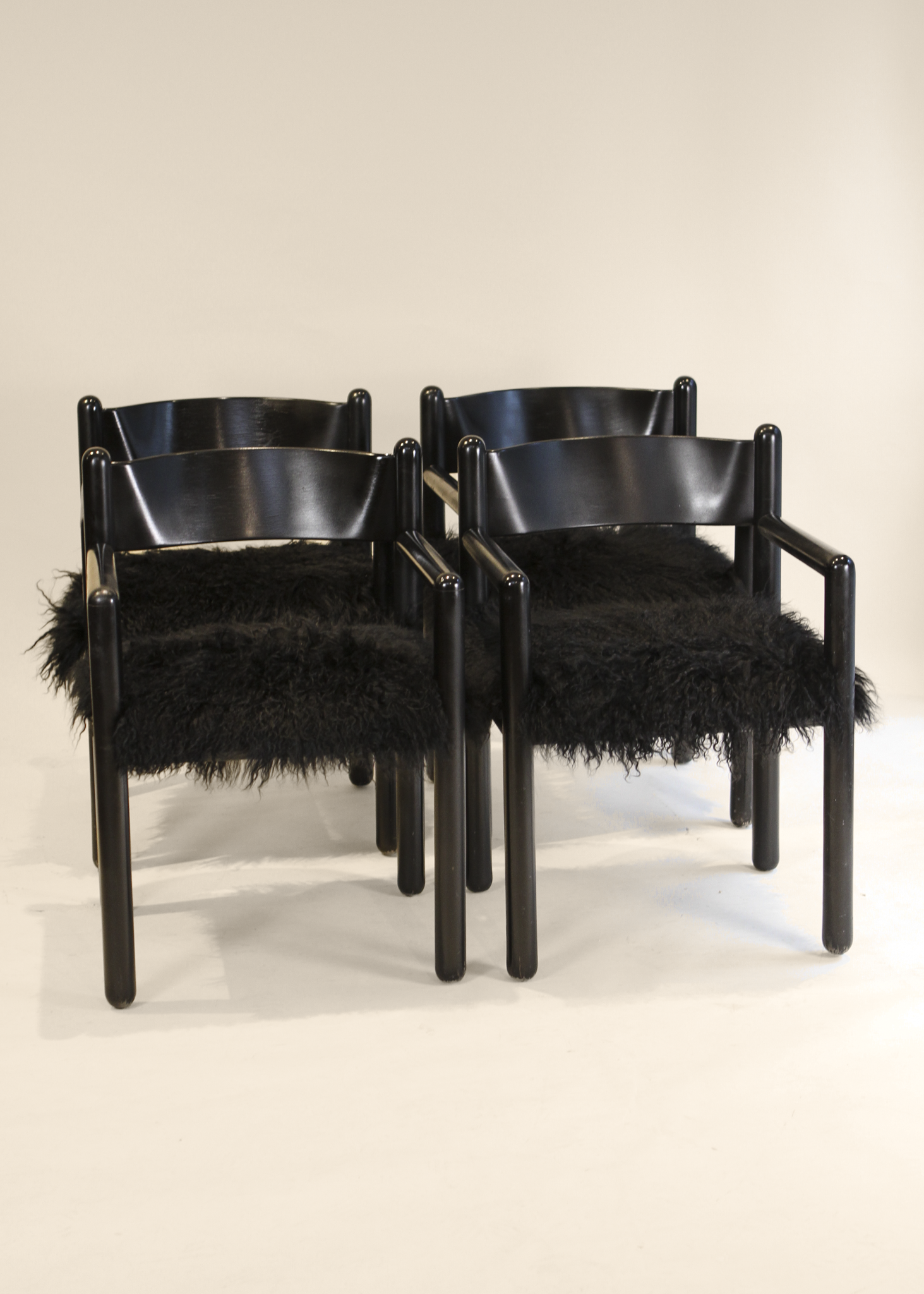 (4) Mongolian Sheepskin Armchairs
