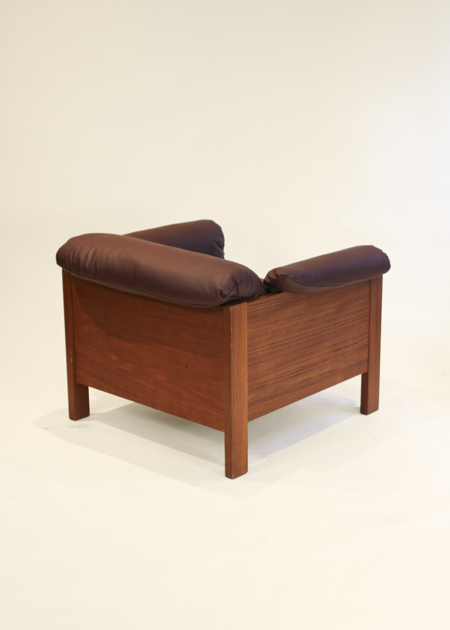 Burgundy Leather Teak Armchair