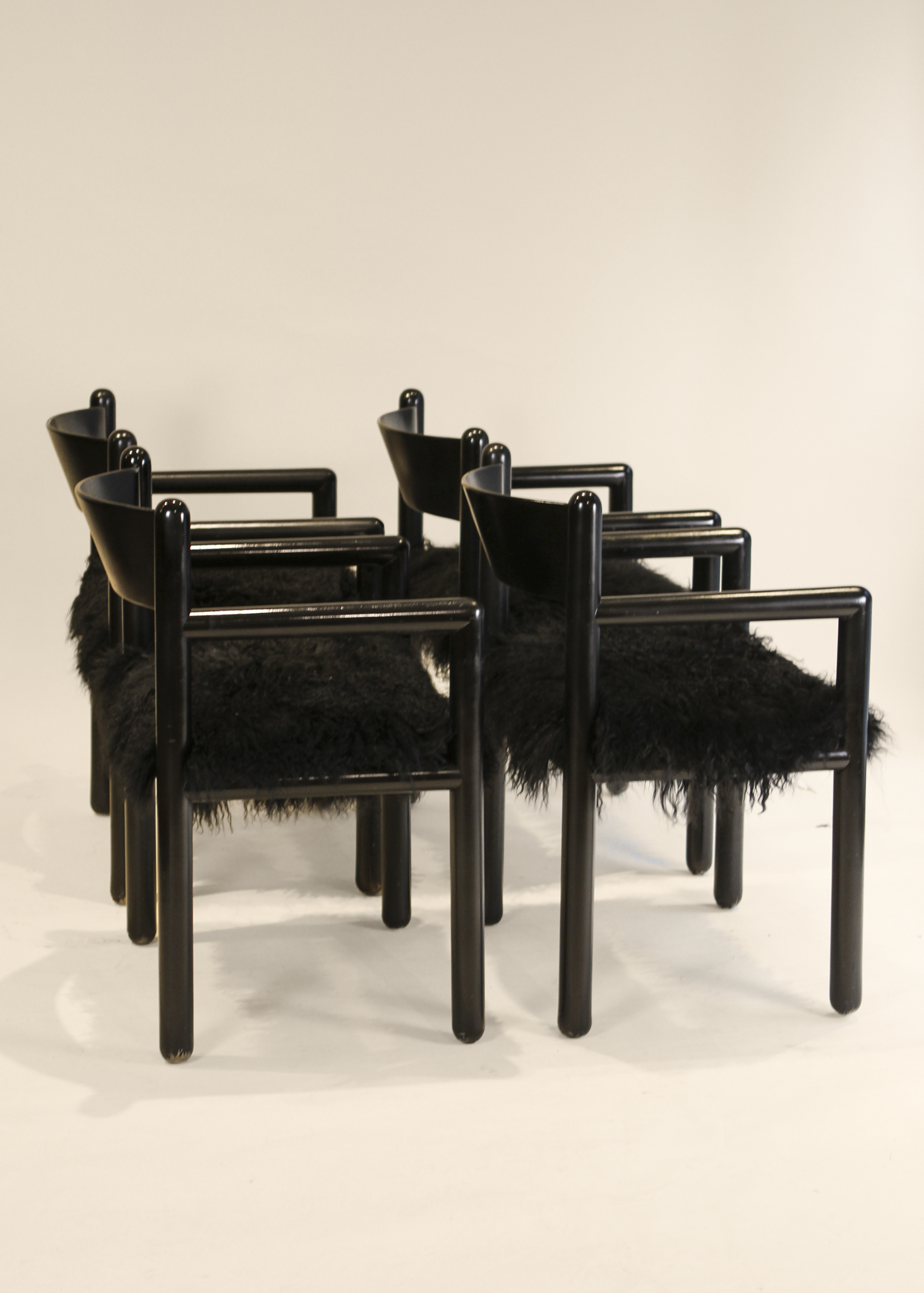 (4) Mongolian Sheepskin Armchairs