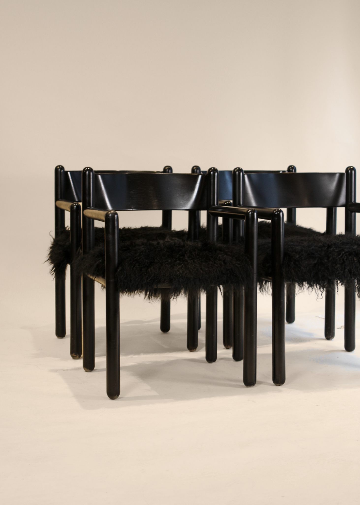 (4) Mongolian Sheepskin Armchairs