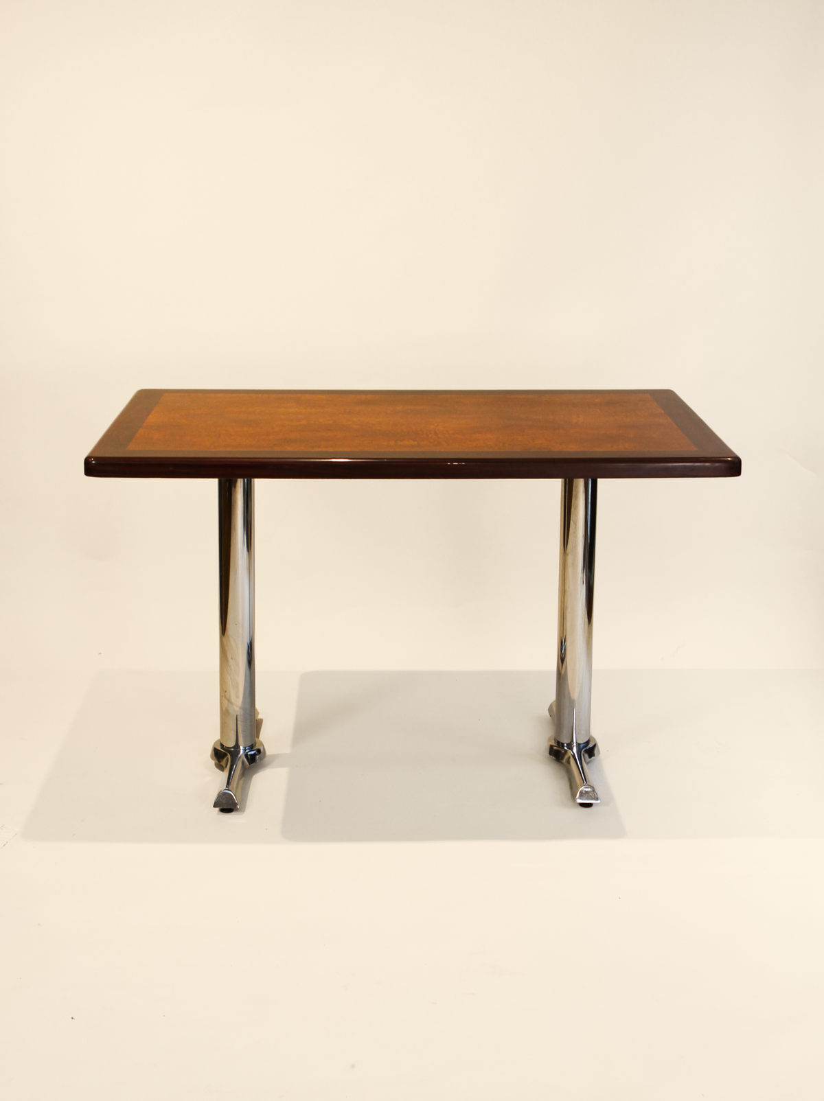 Burlwood and Chrome Kitchen Table