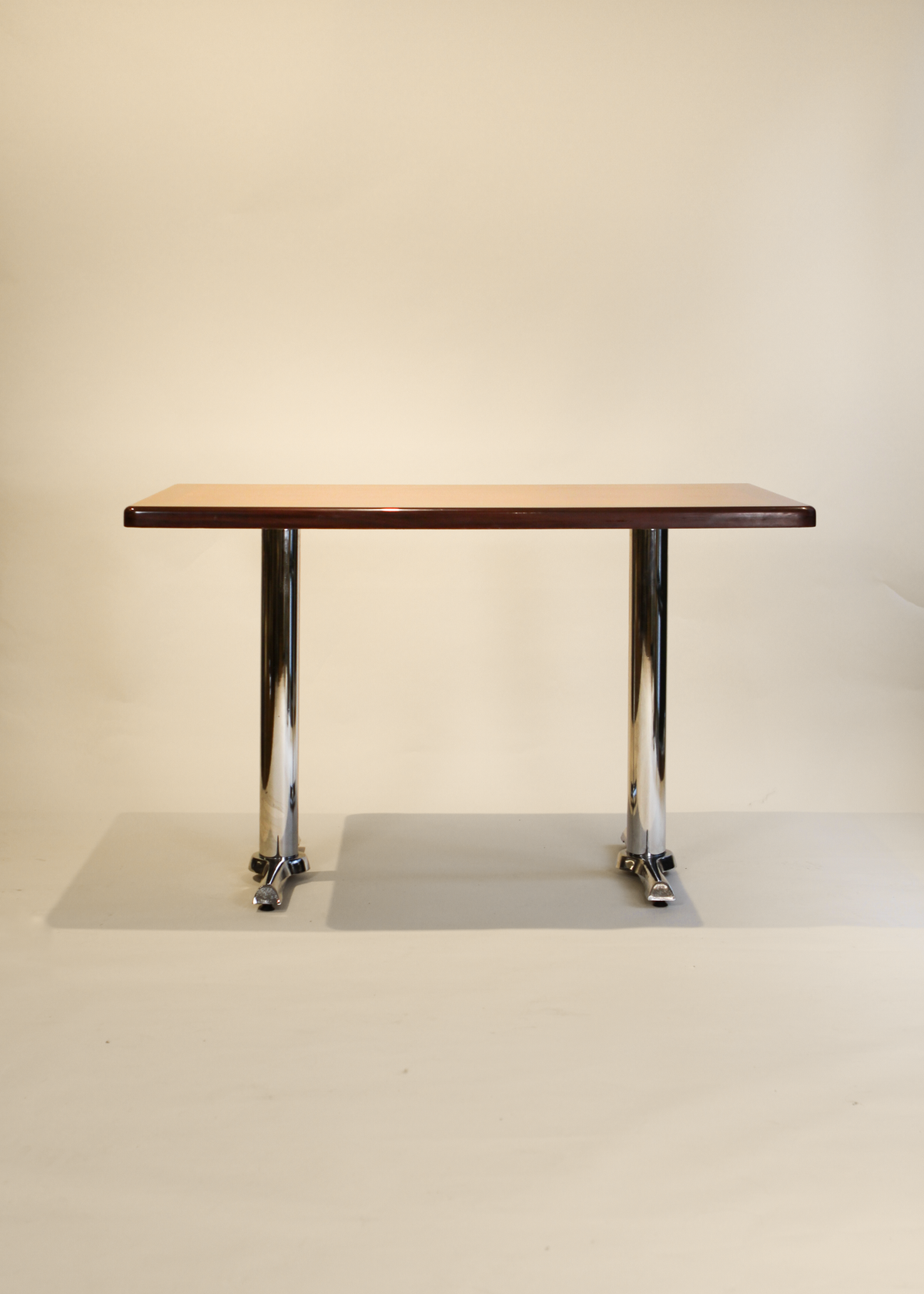 Burlwood and Chrome Kitchen Table
