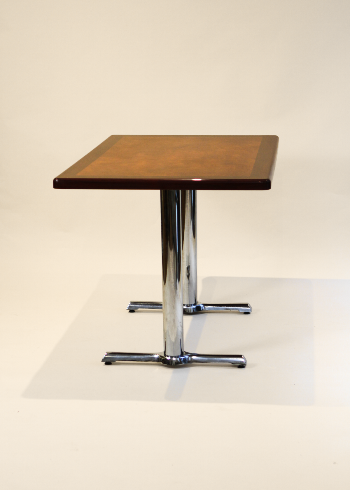 Burlwood and Chrome Kitchen Table