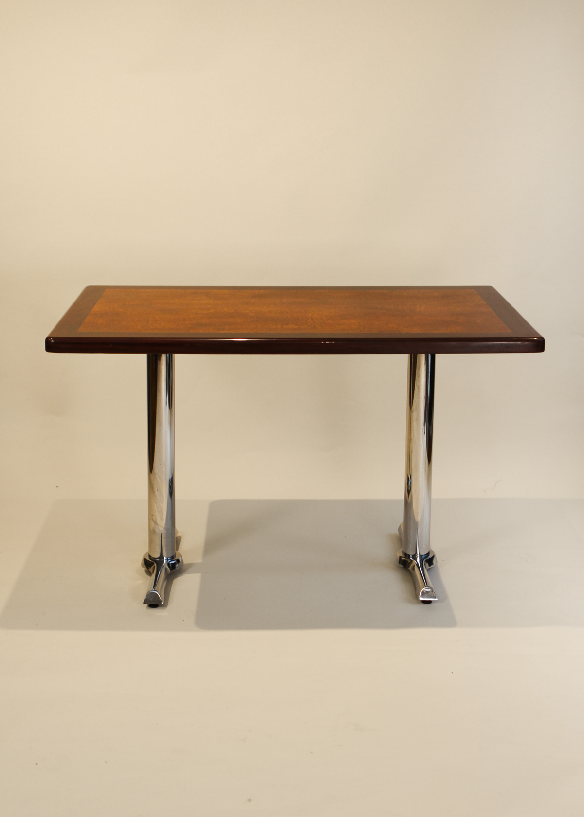 Burlwood and Chrome Kitchen Table