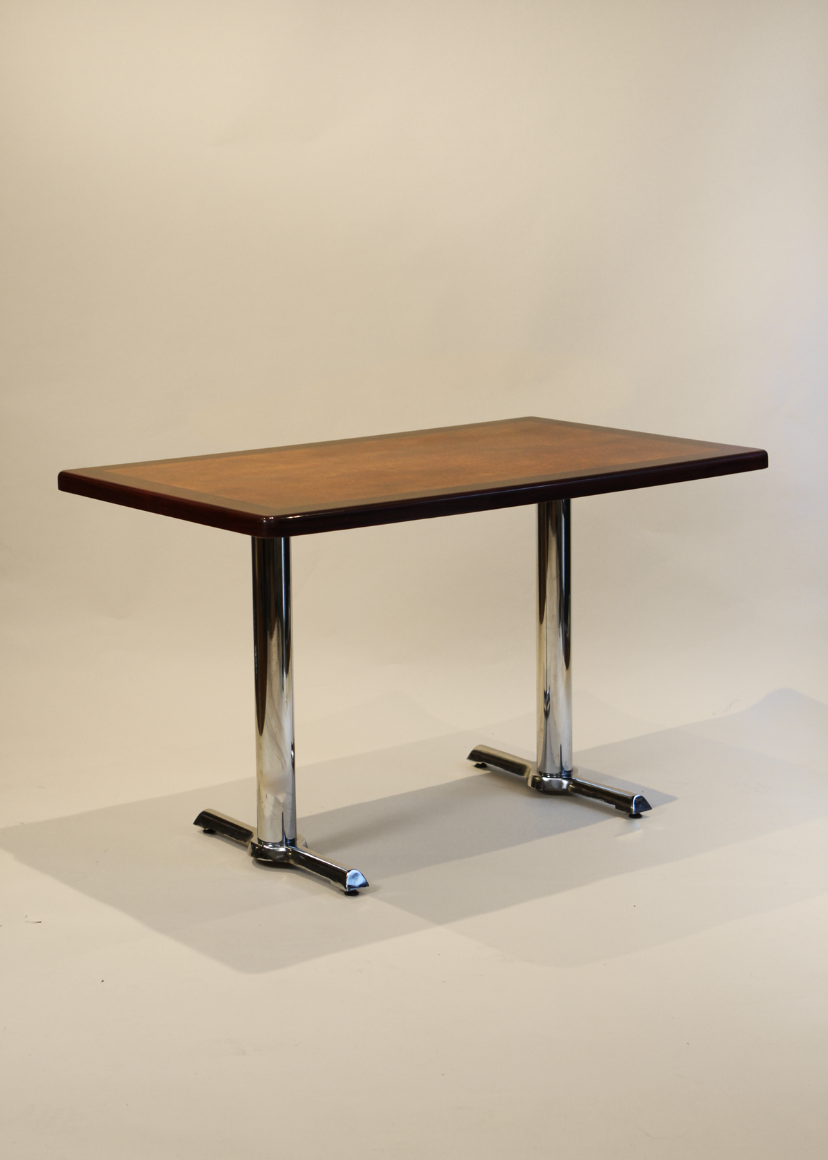 Burlwood and Chrome Kitchen Table