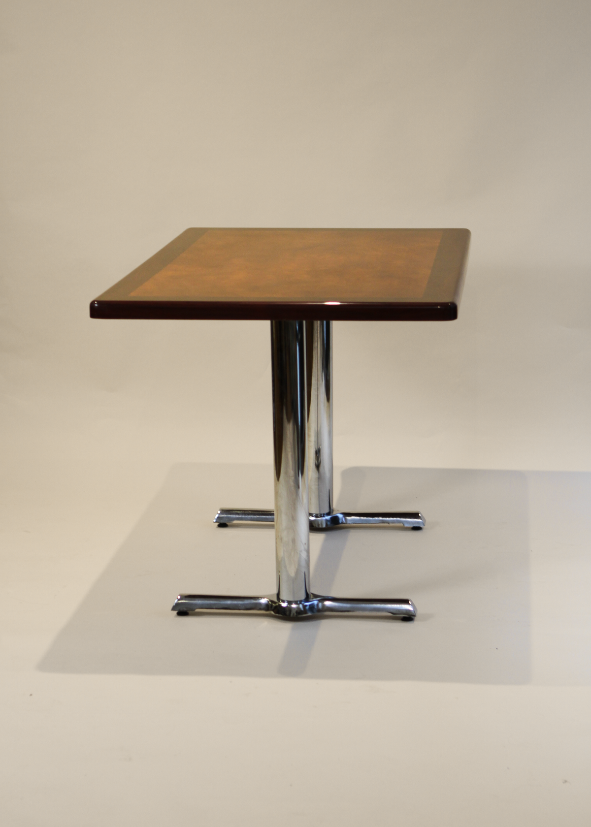Burlwood and Chrome Kitchen Table