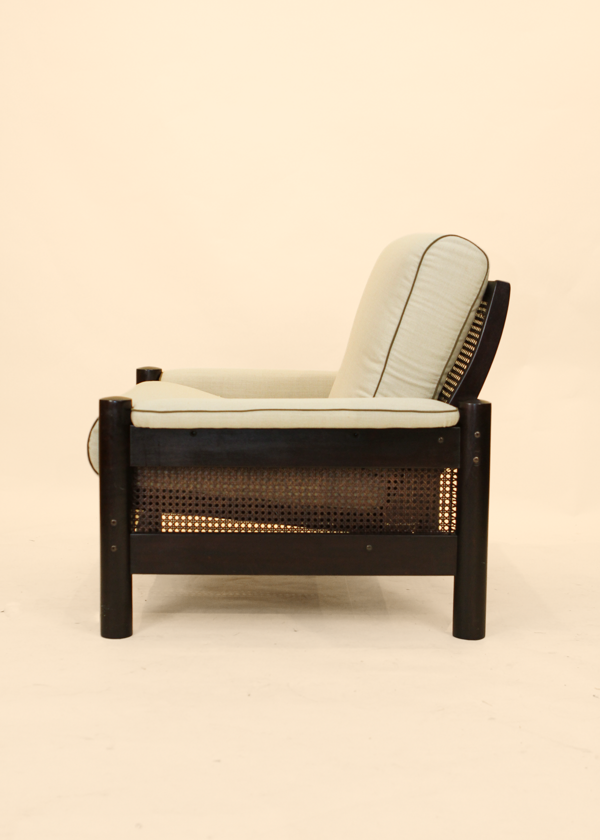 Cane and Linen Armchair