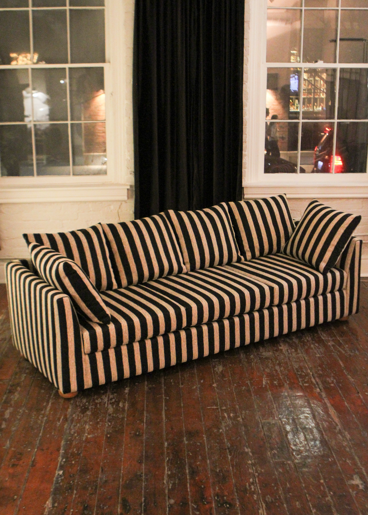 Striped Three Seat Vintage Sofa