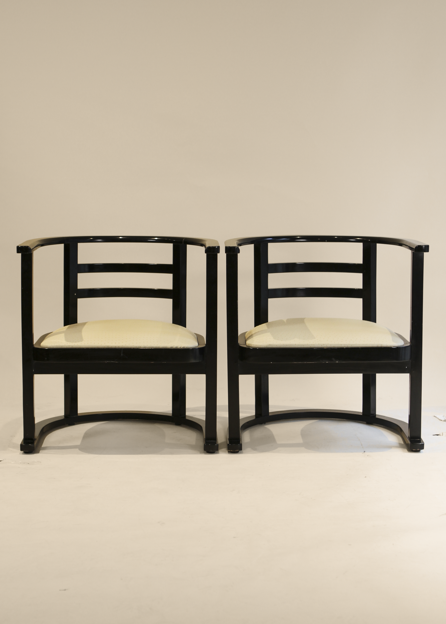 (2) Black Lacquer Armchairs