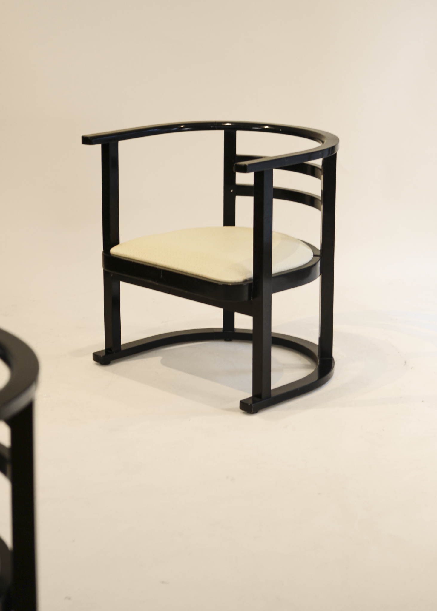 (2) Black Lacquer Armchairs