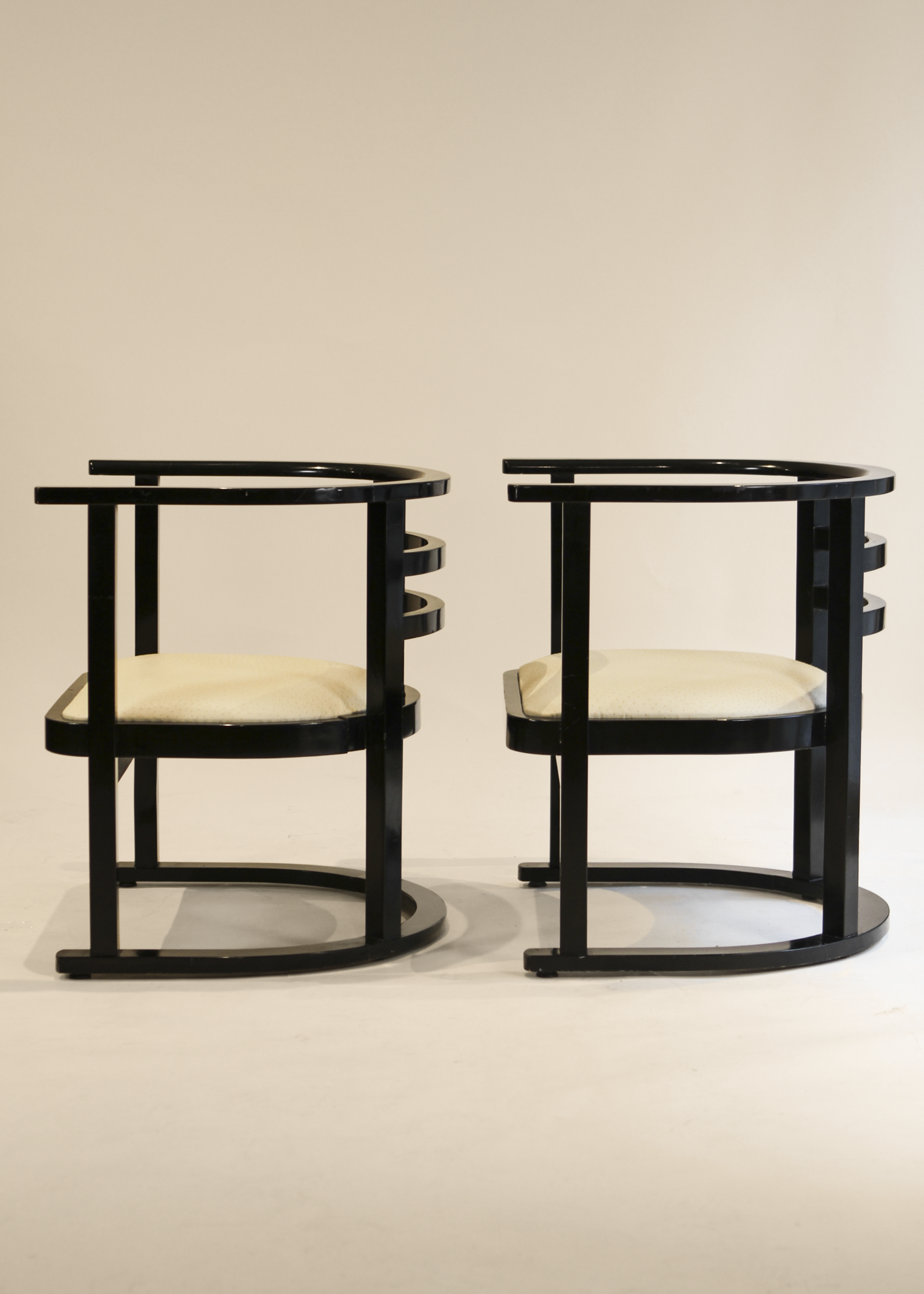 (2) Black Lacquer Armchairs