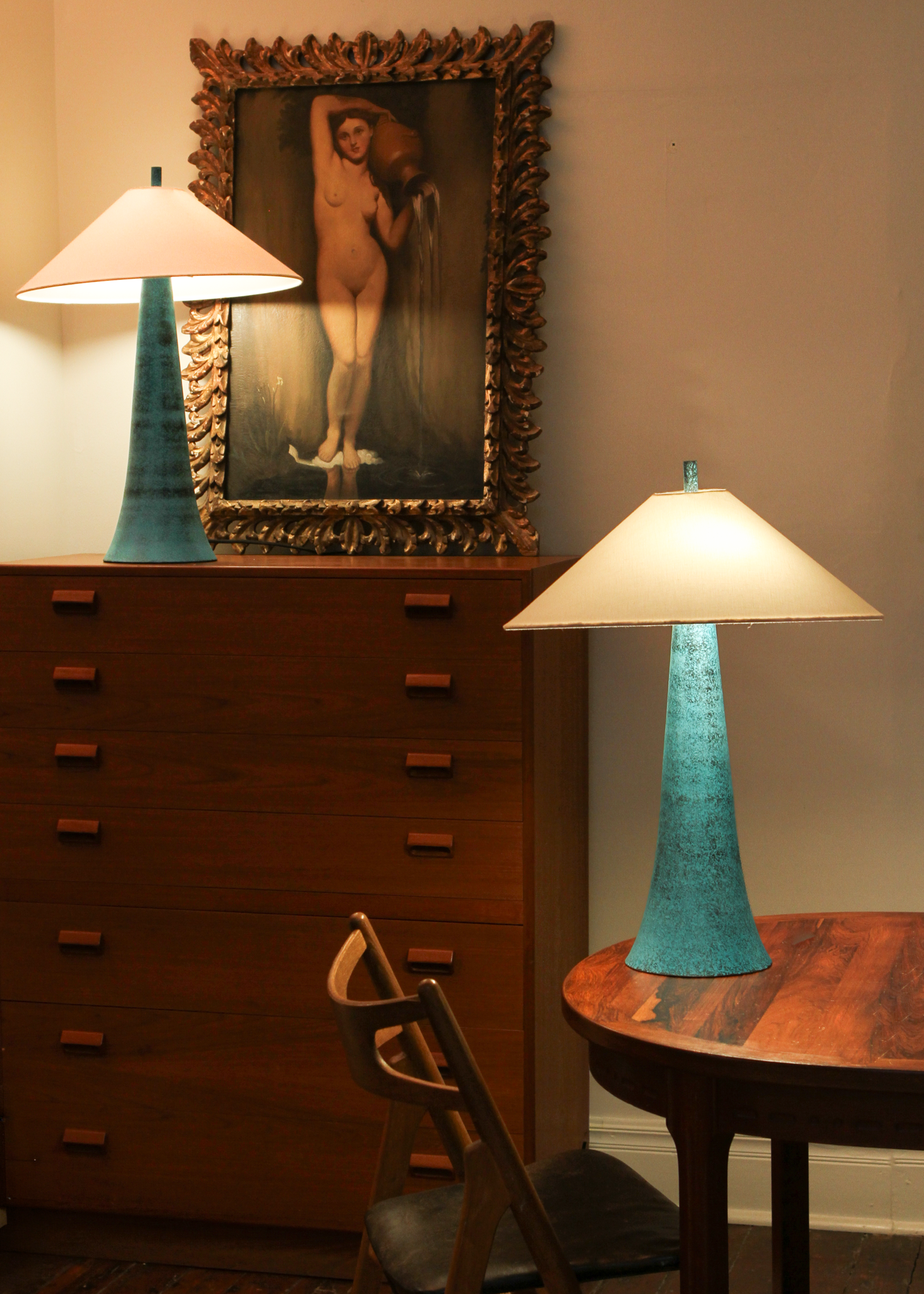 (2) Teal Table Lamp